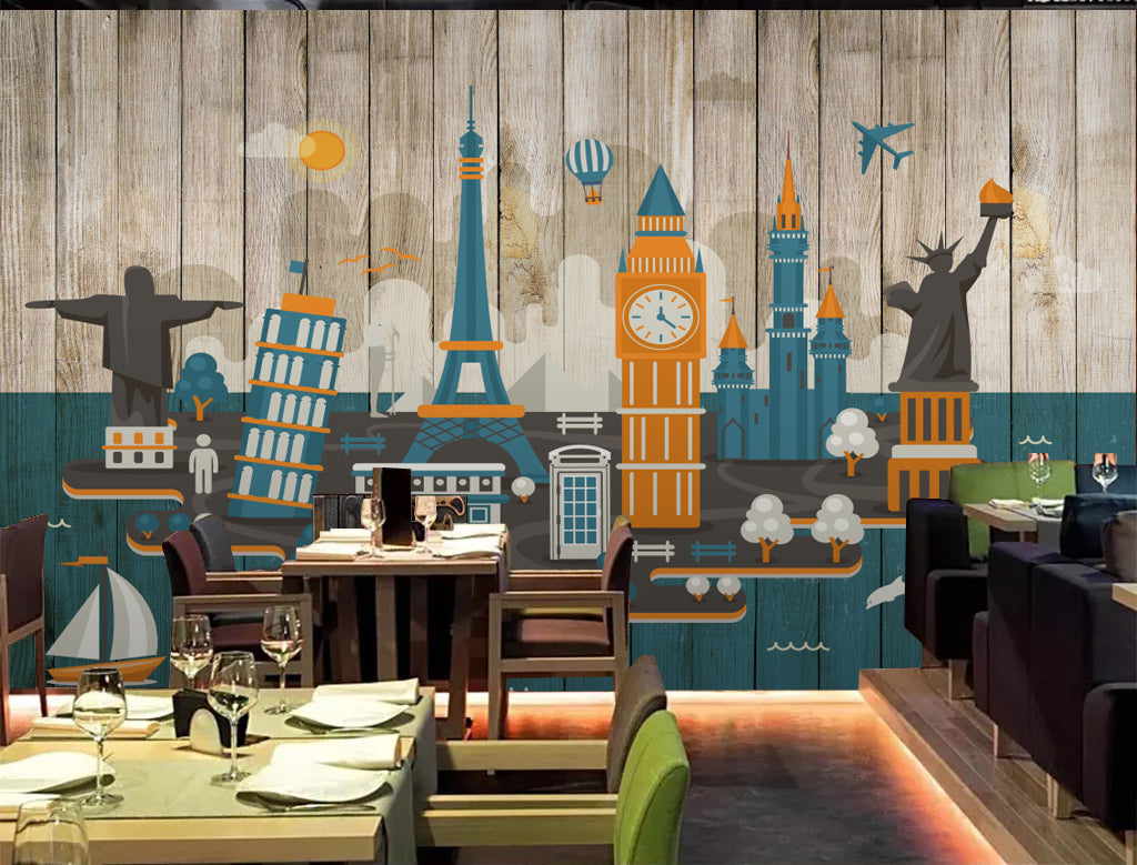 3D Clock Tower WG396 Wall Murals