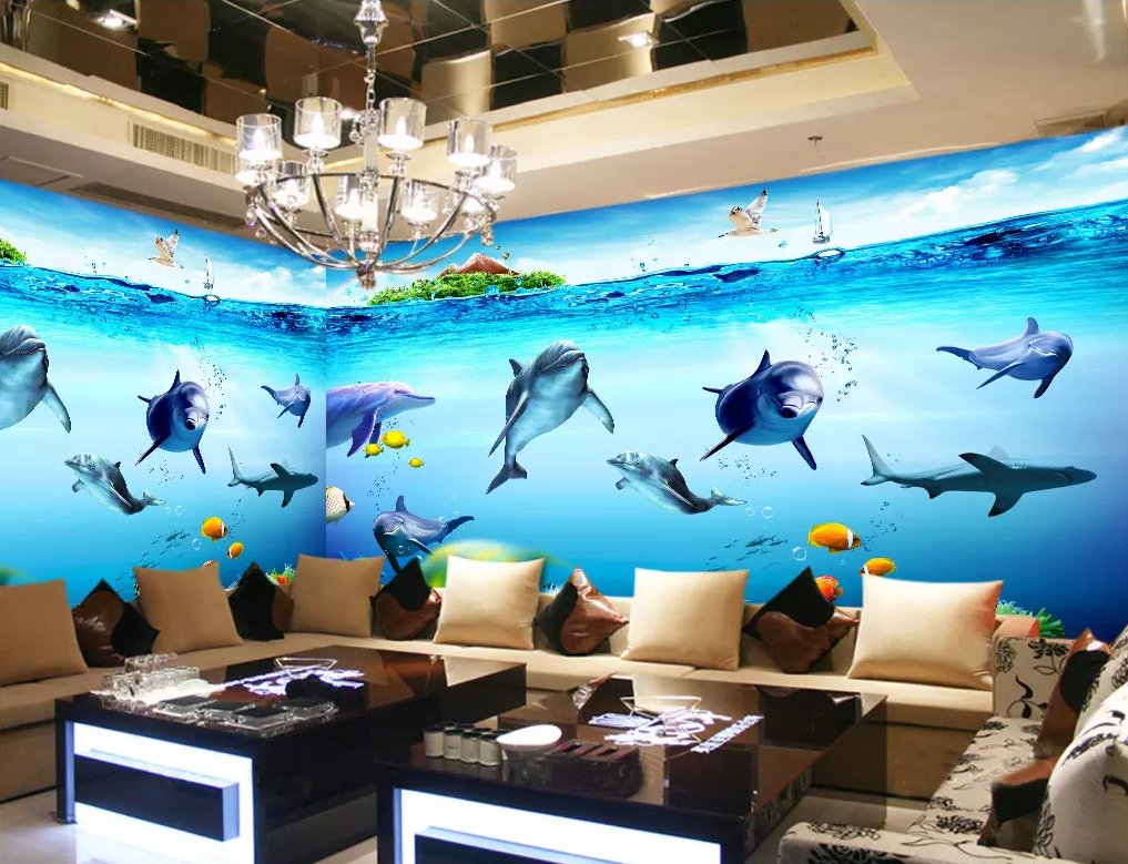 3D Dolphin Group Rainbow 41 Wallpaper AJ Wallpaper 2