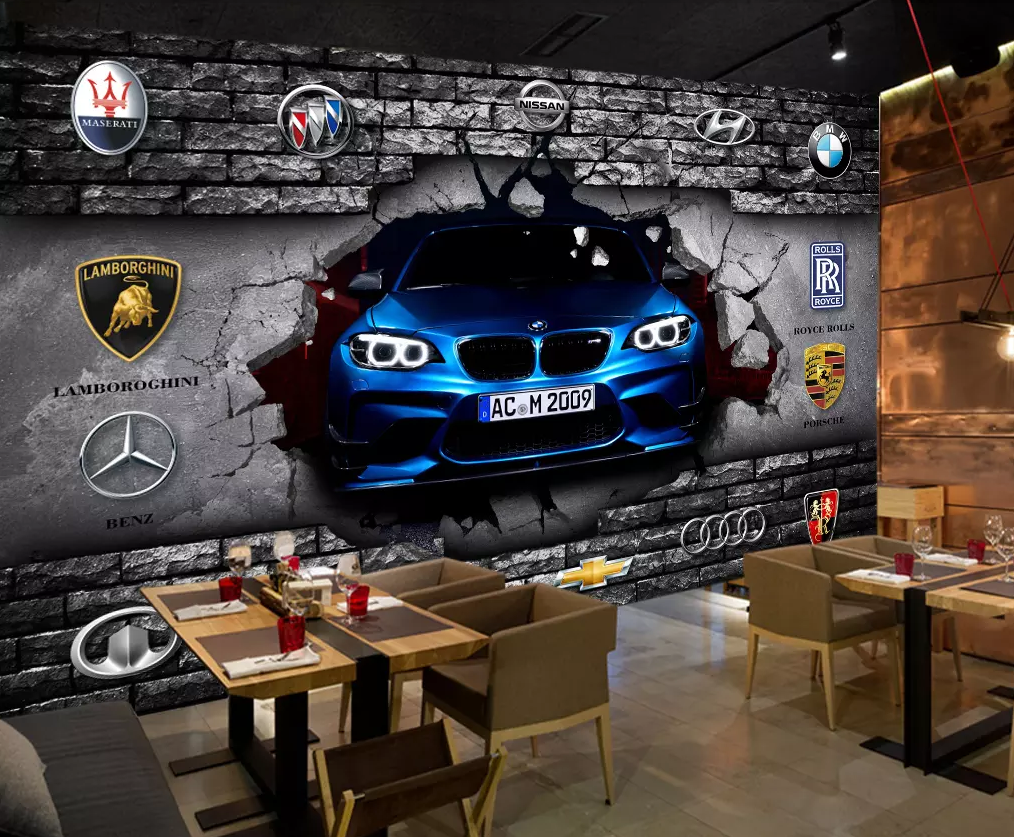 3D Broken Wall Car Sign 273 Wallpaper AJ Wallpaper 2