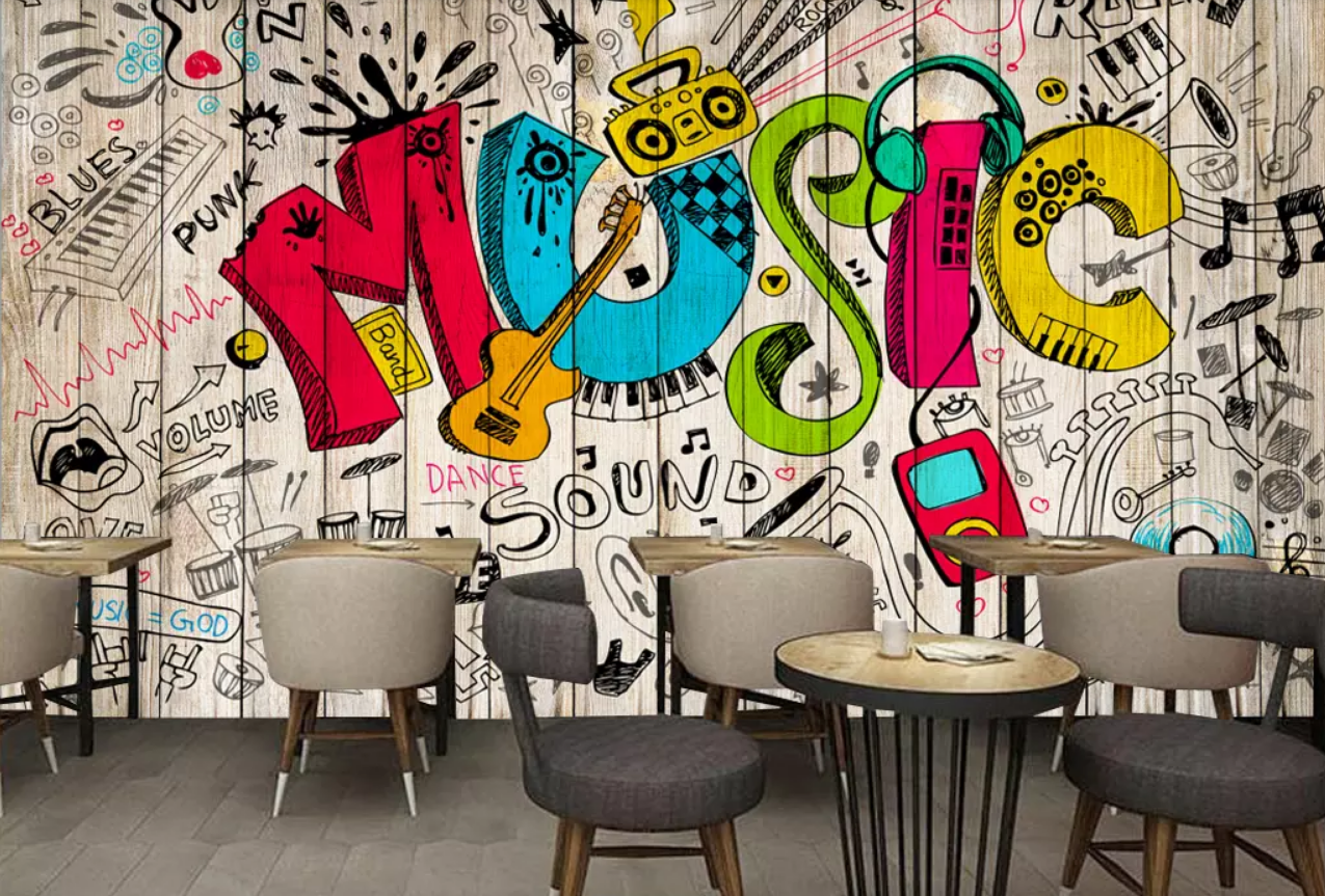 3D Cartoon Guitar Piano Keys 73 Wallpaper AJ Wallpaper 2