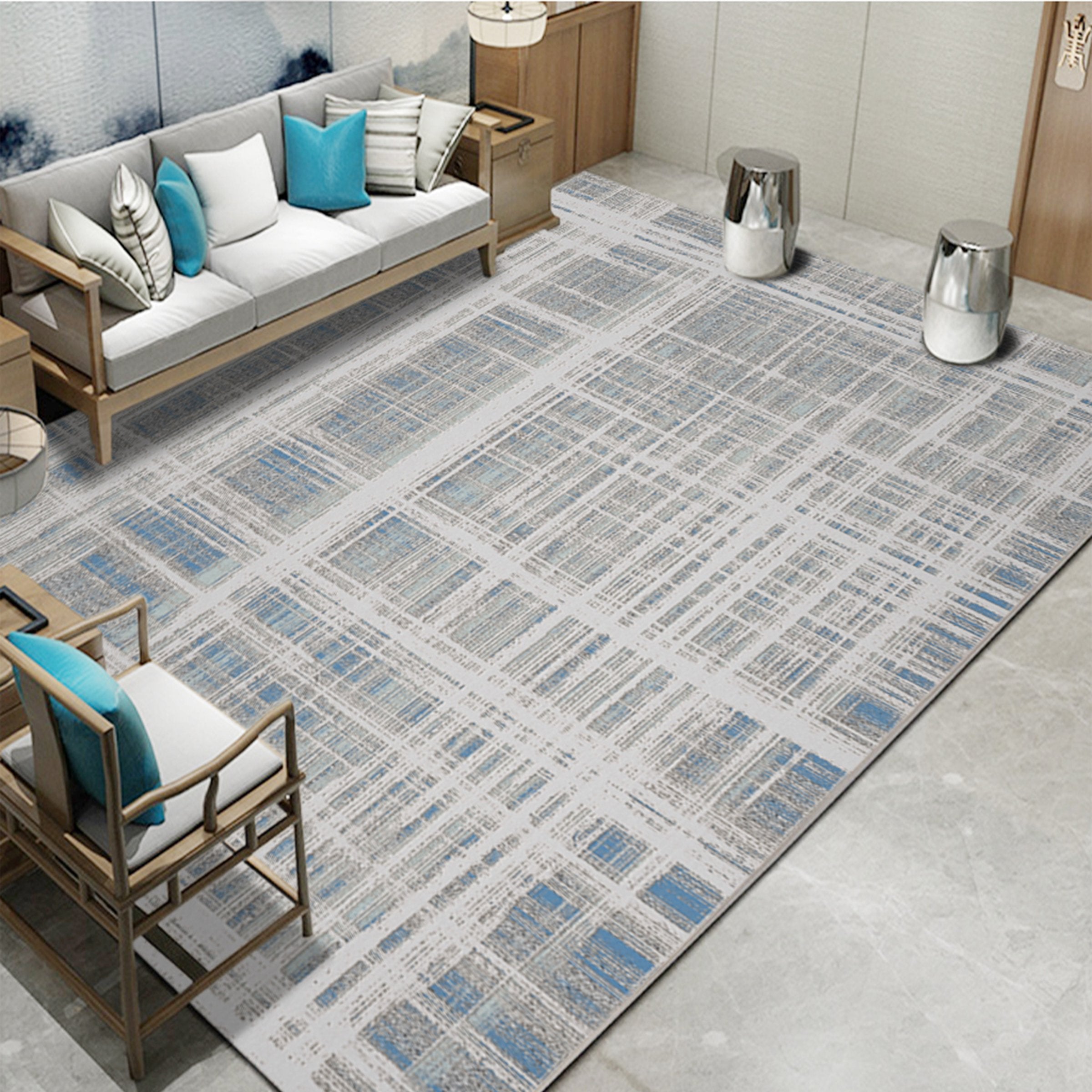 3D Gray Stripe WG092 Non Slip Rug Mat Mat AJ Creativity Home