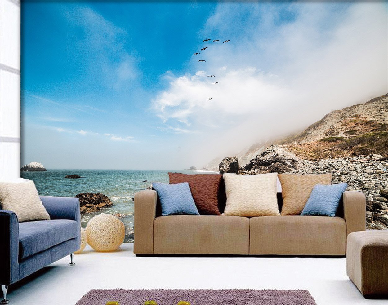 3D Ocean Stone Beach 744 Wallpaper AJ Wallpaper