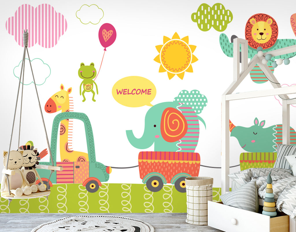 3D Train Elephant WG455 Wall Murals