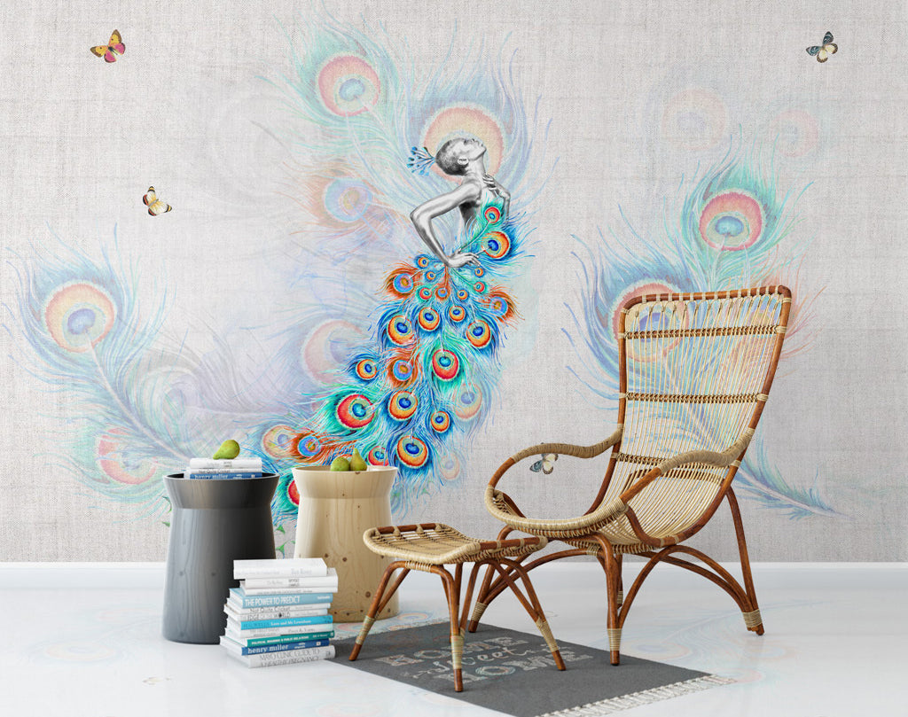 3D Peacock Dress WG089 Wall Murals