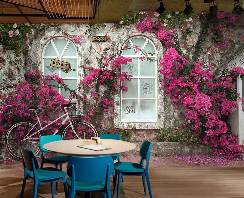 3D Window Flower Bicycle 159 Wallpaper AJ Wallpaper 2