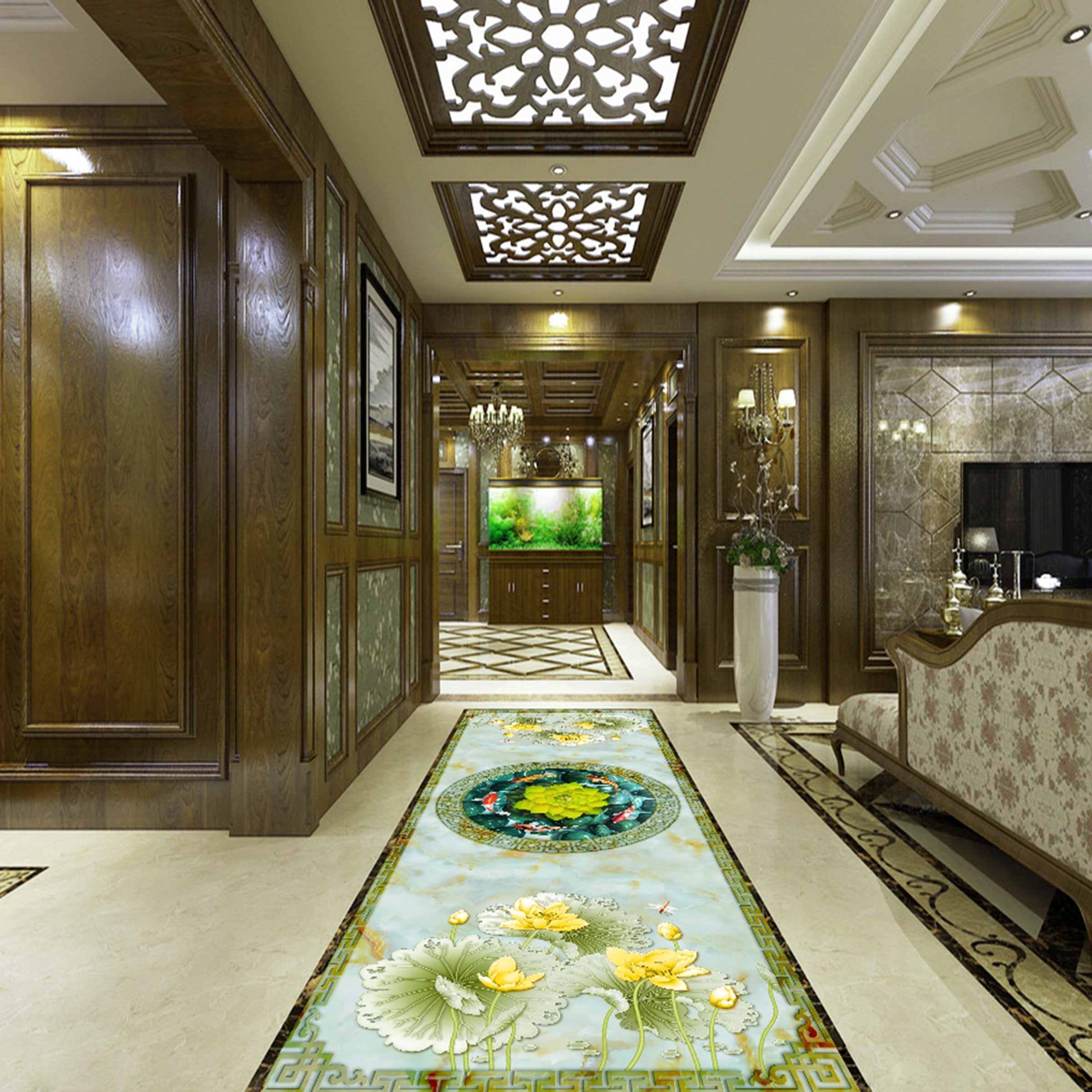 3D Yellow Lotus WG515 Floor Mural Wallpaper AJ Wallpaper 2