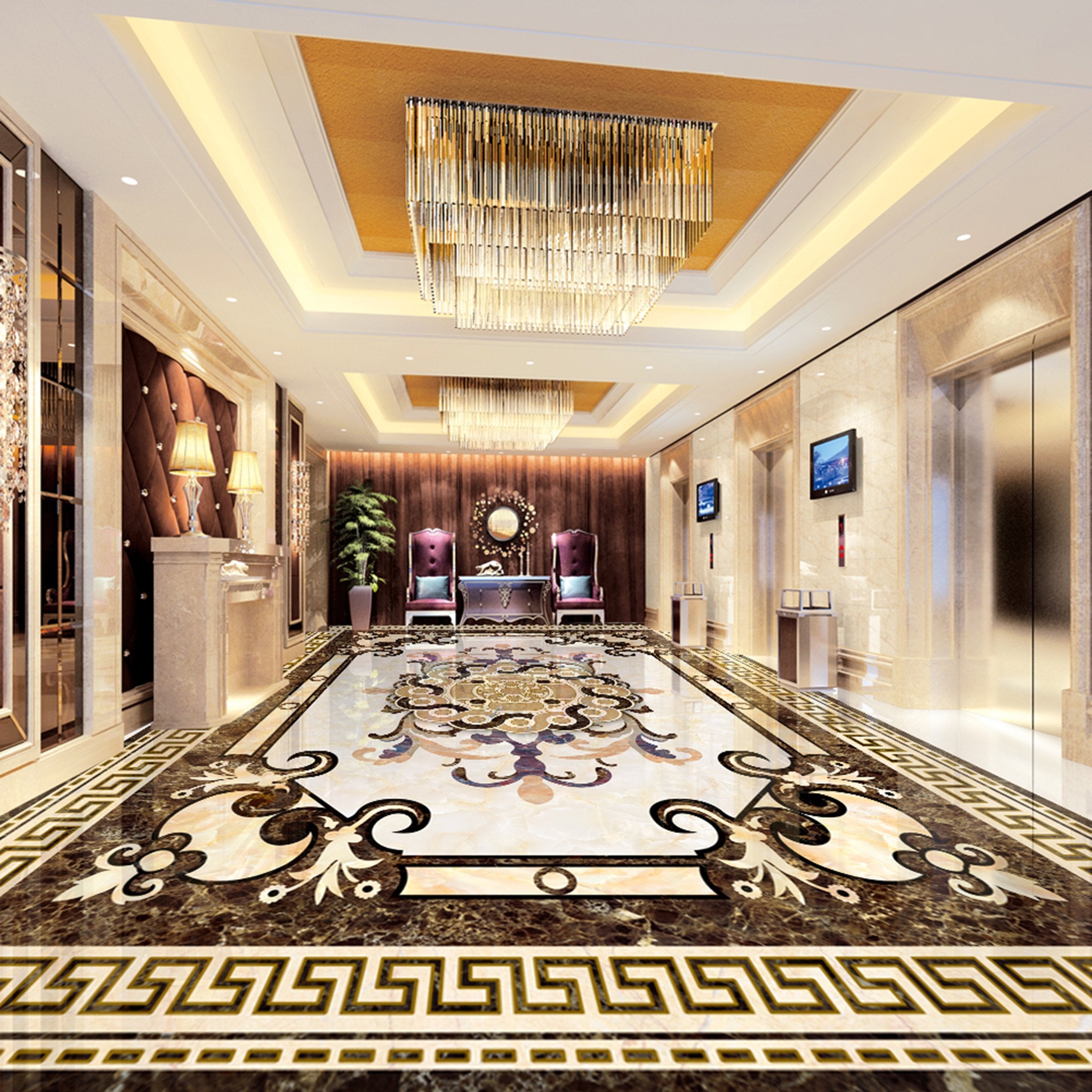 3D Black Rectangle Pattern WG617 Floor Mural Wallpaper AJ Wallpaper 2