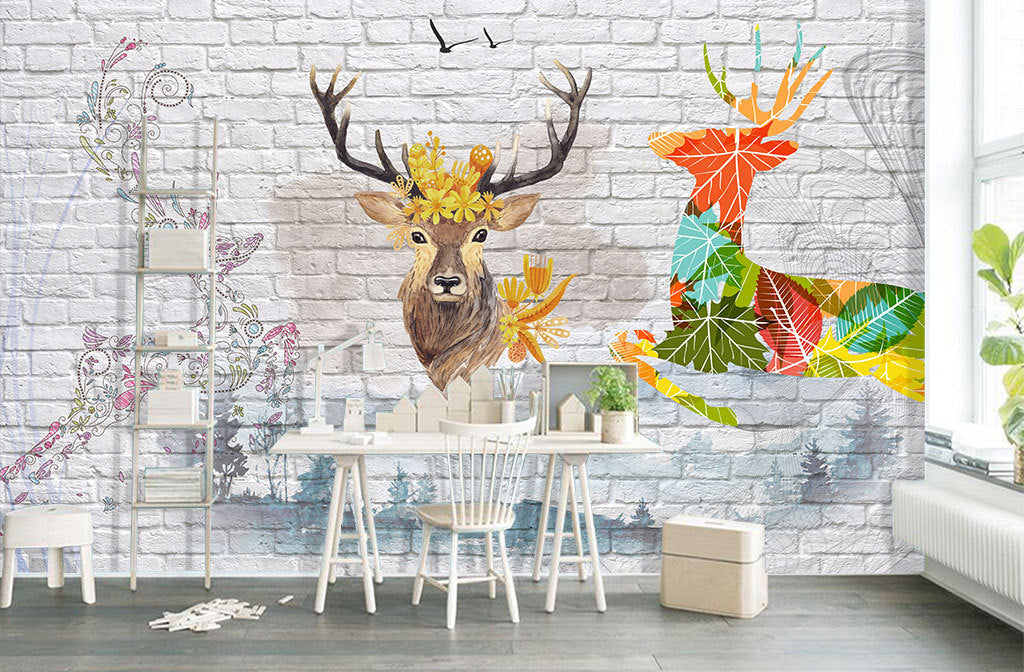 3D Daisy Deer WG105 Wall Murals