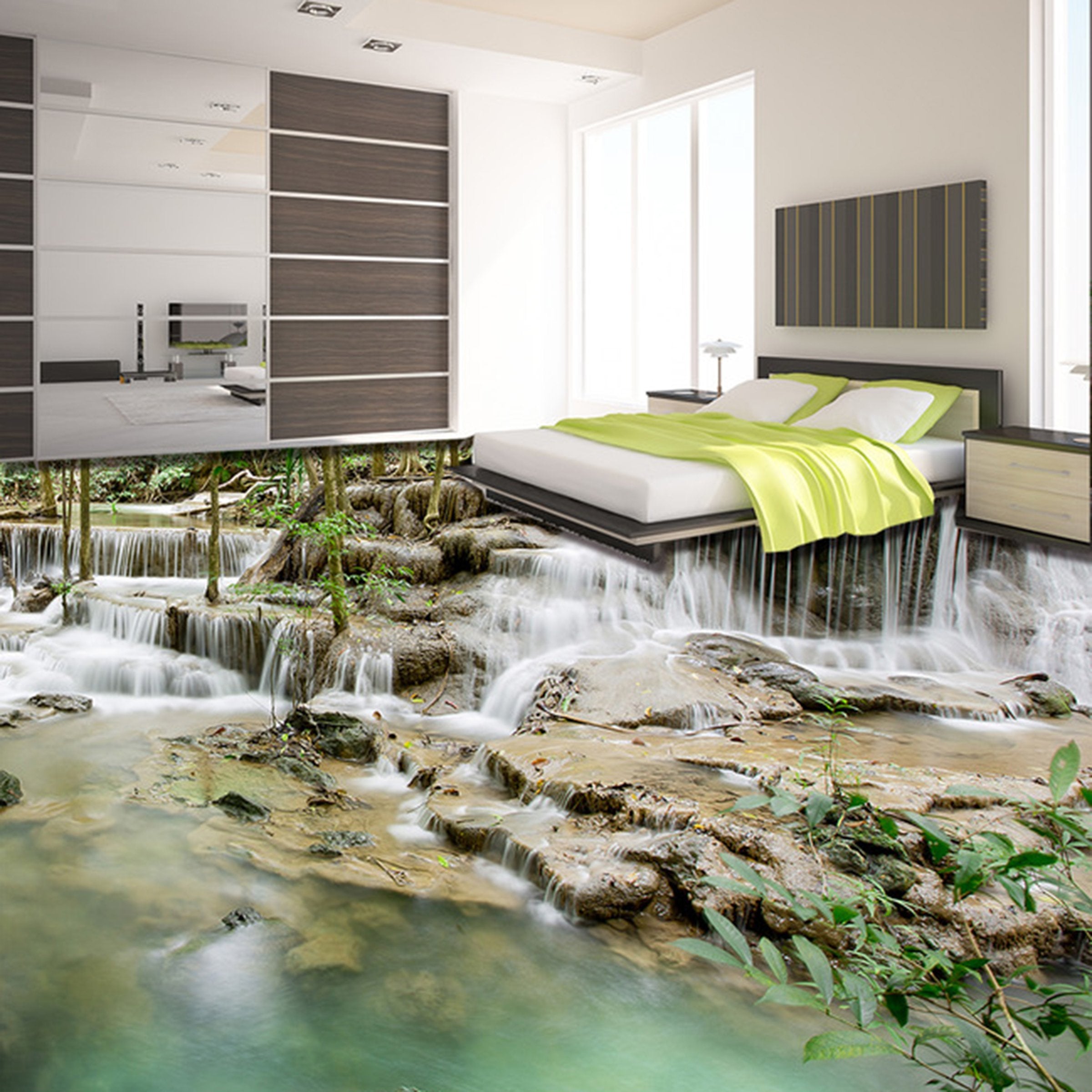 3D Stream Water WG290 Floor Mural Wallpaper AJ Wallpaper 2
