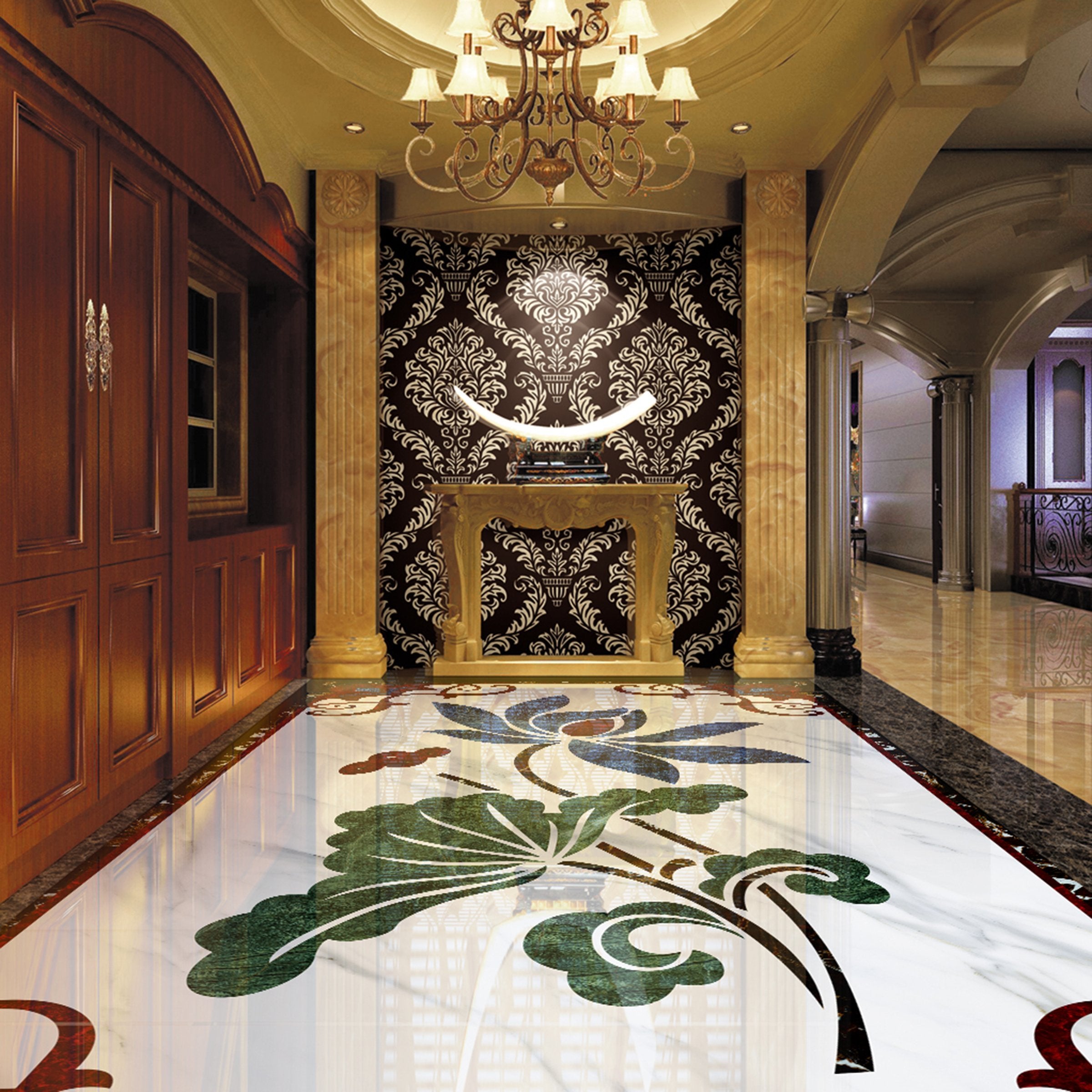 3D Lotus WG410 Floor Mural Wallpaper AJ Wallpaper 2