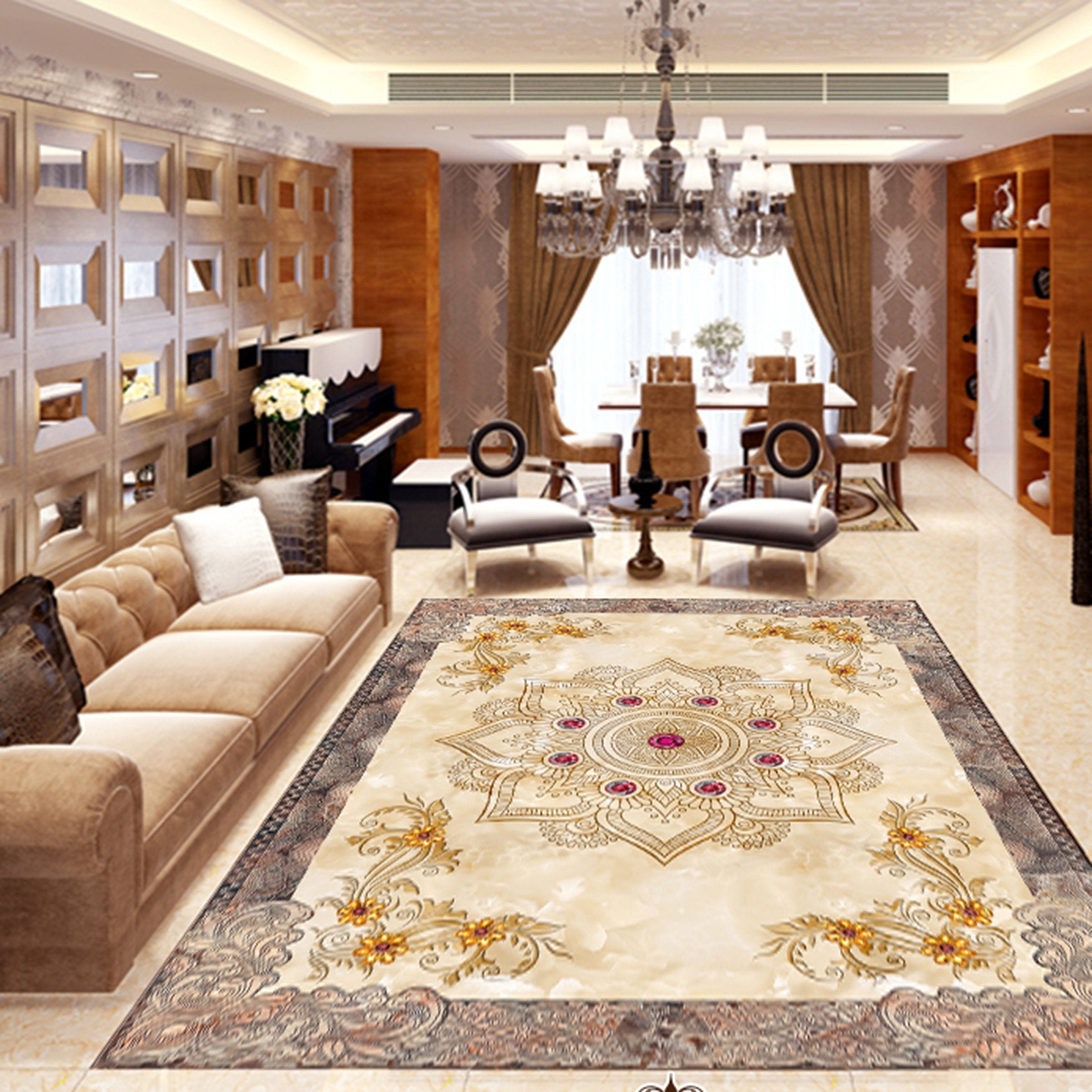 3D Marble Pattern WG190 Floor Mural Wallpaper AJ Wallpaper 2