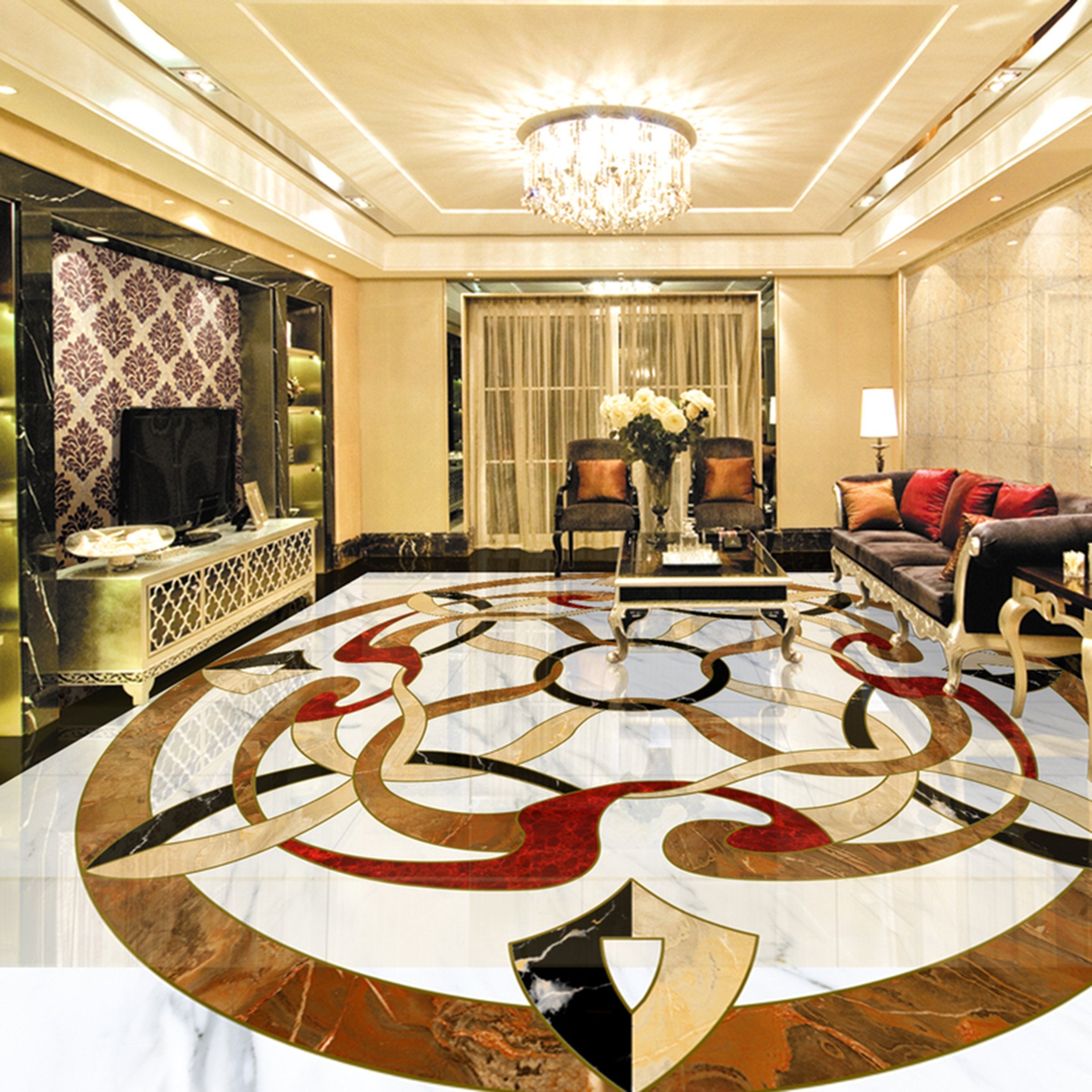 3D Round Marble Pattern WG349 Floor Mural Wallpaper AJ Wallpaper 2