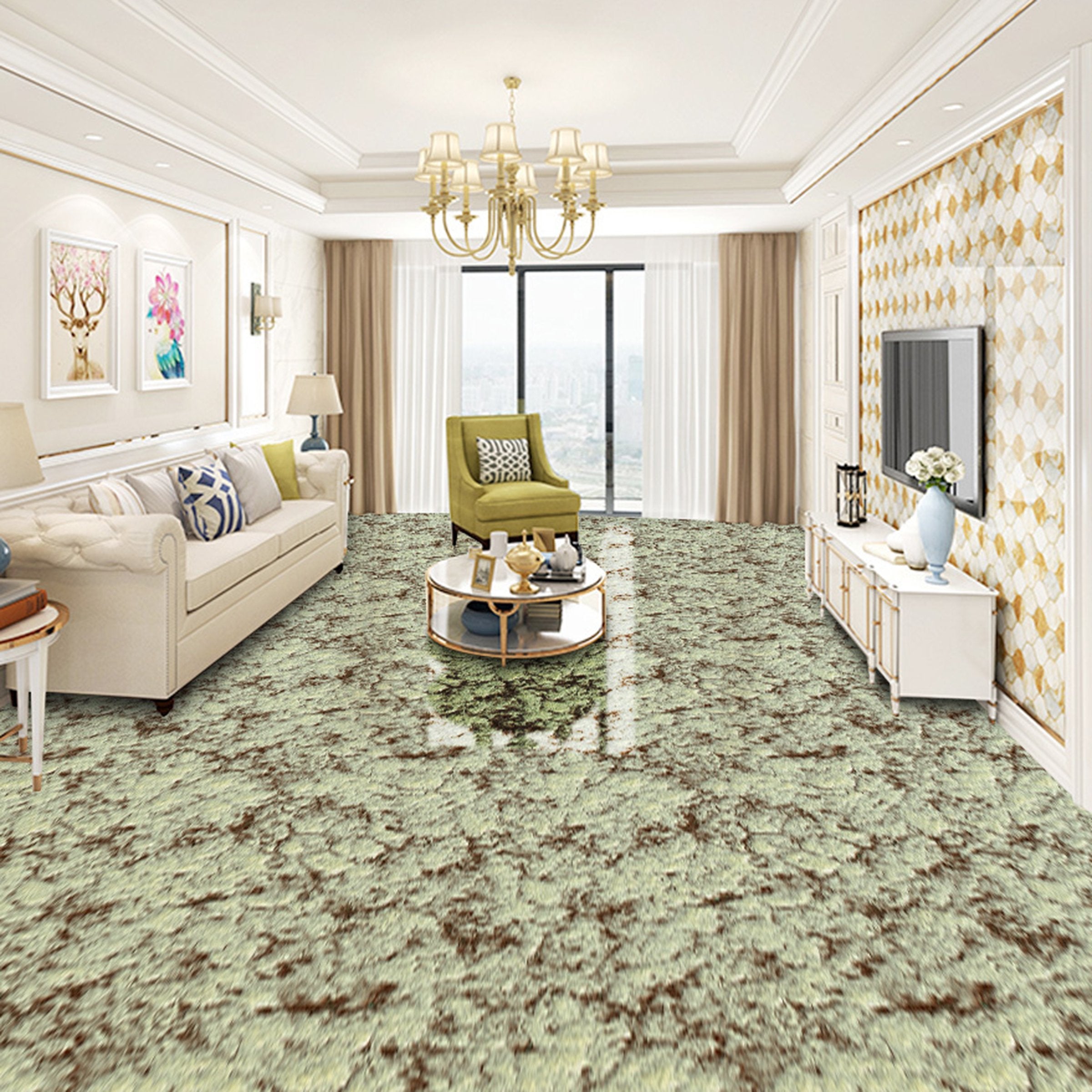 3D Yellow Stripe WG669 Floor Mural Wallpaper AJ Wallpaper 2