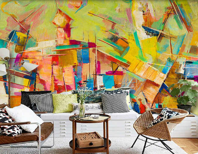 3D Orange Painting WG166 Wall Murals