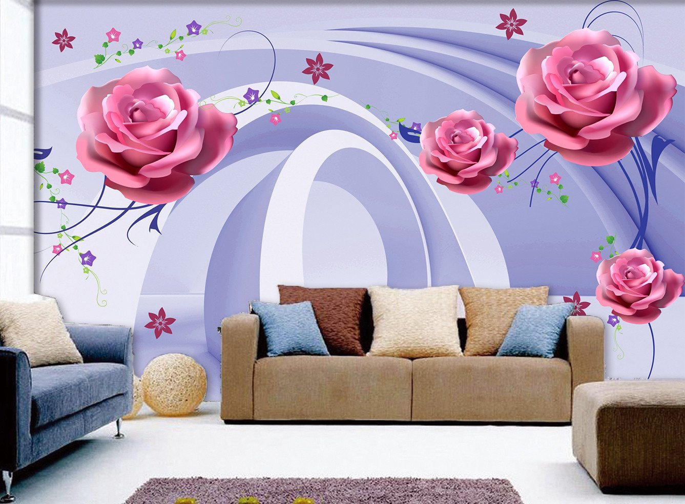 3D Flower Purple Rose 288 Wallpaper AJ Wallpaper