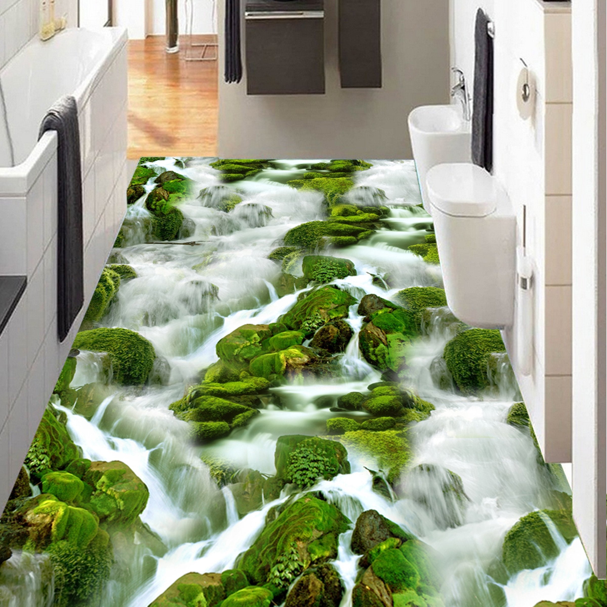 3D High Mountain Water WG331 Floor Mural Wallpaper AJ Wallpaper 2