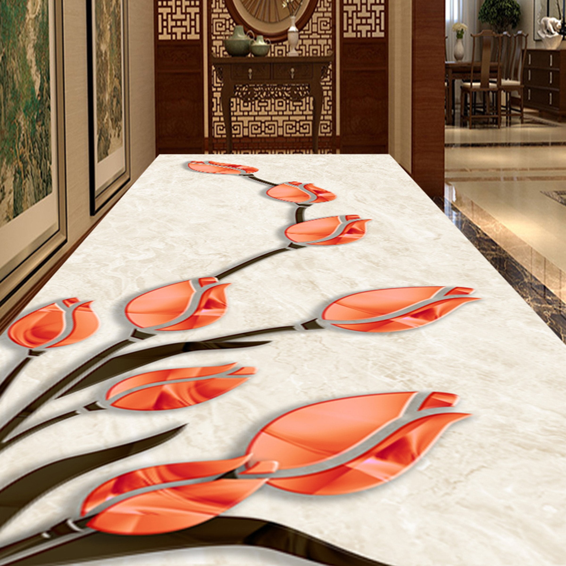 3D Red Lily WG738 Floor Mural Wallpaper AJ Wallpaper 2