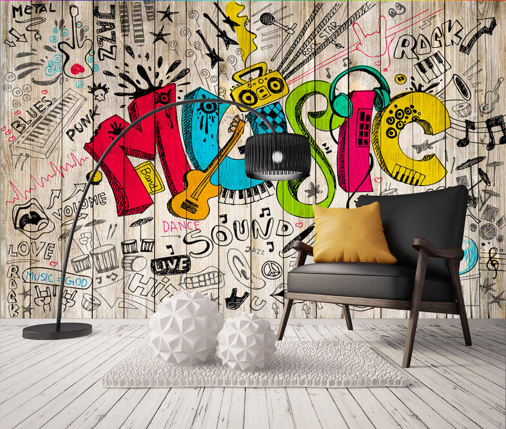 3D Guitar Earphone WG372 Wall Murals