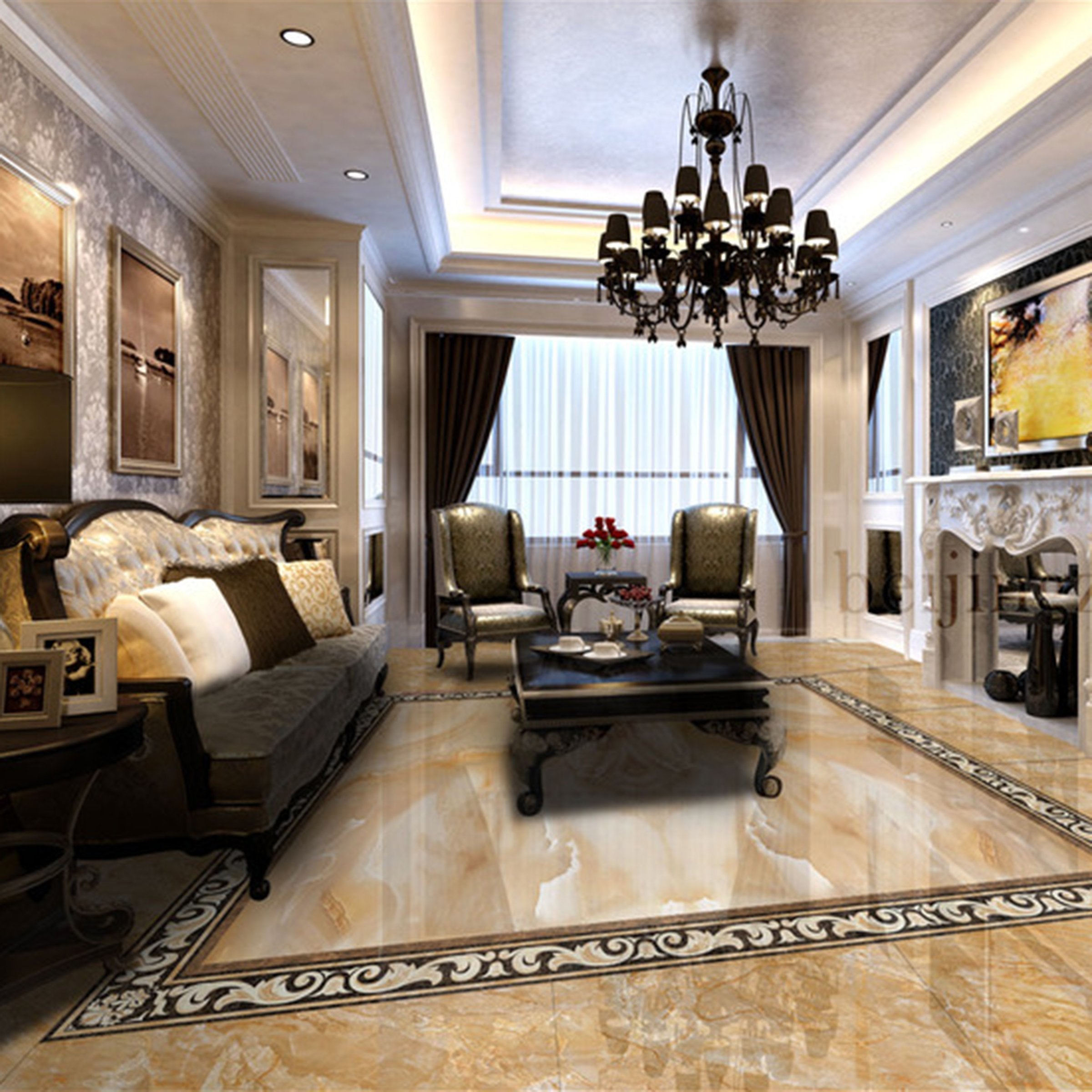 3D Marble Stripe WG263 Floor Mural Wallpaper AJ Wallpaper 2