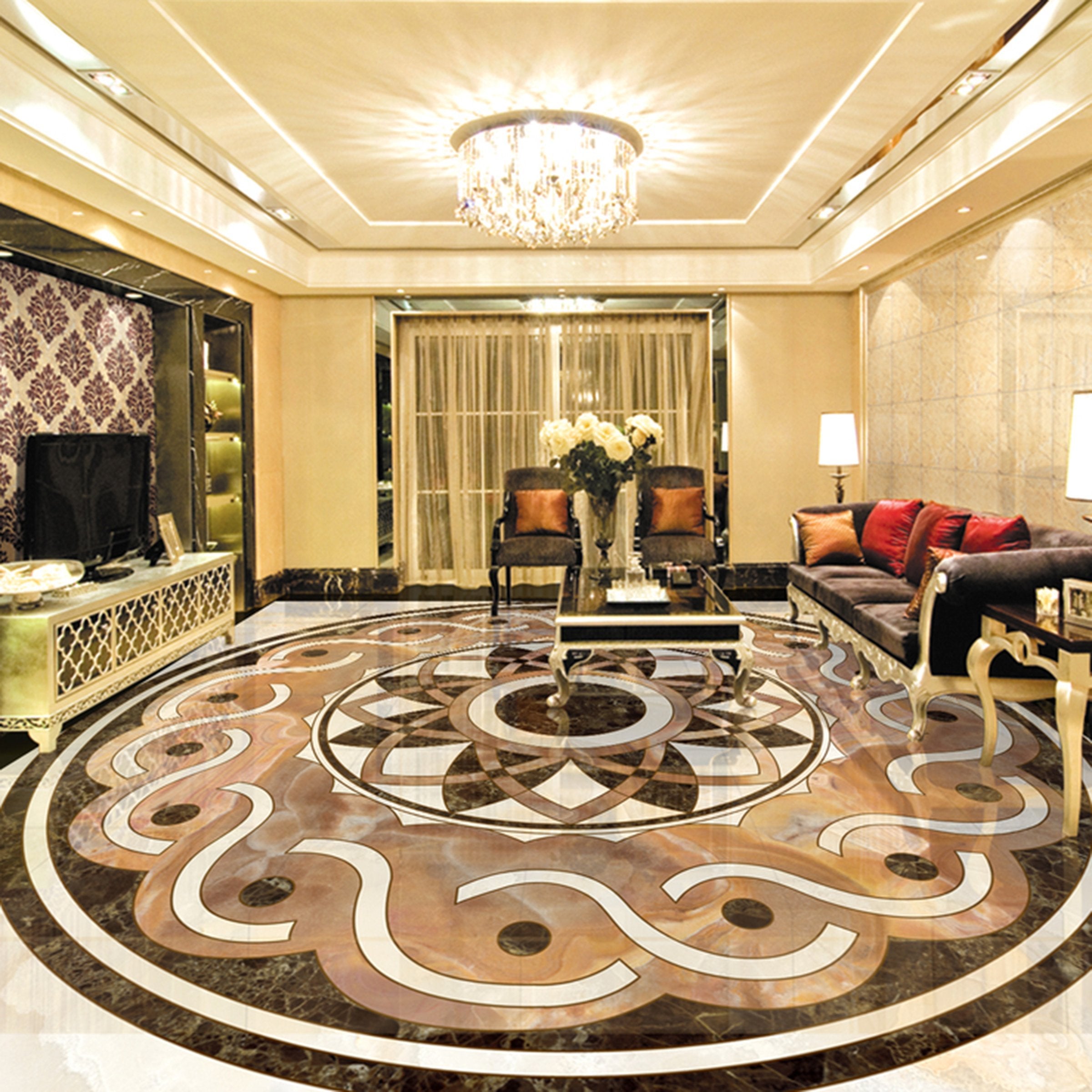 3D Round Marble Pattern WG375 Floor Mural Wallpaper AJ Wallpaper 2