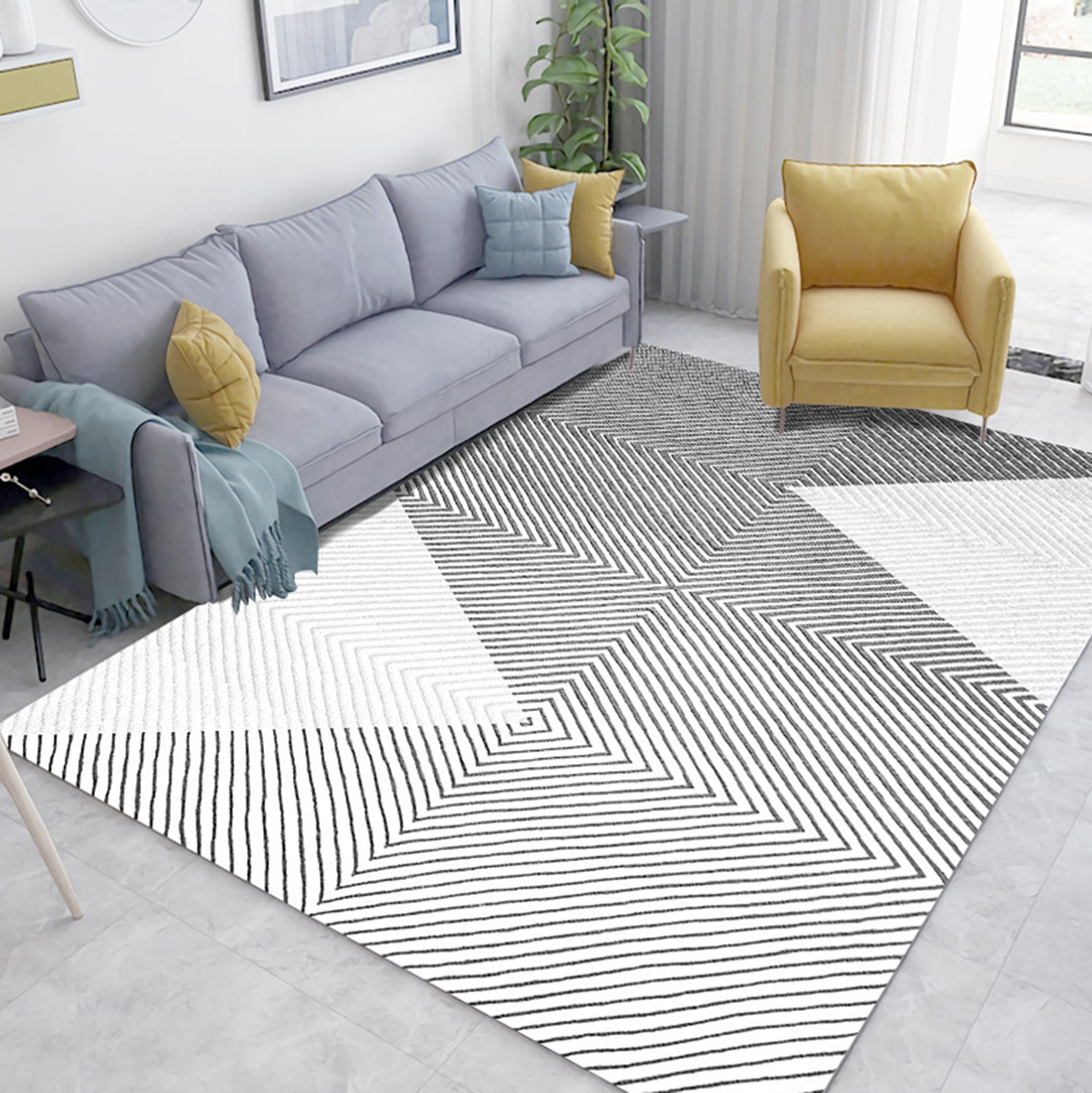 3D Black And White Lines WG204 Non Slip Rug Mat Mat AJ Creativity Home