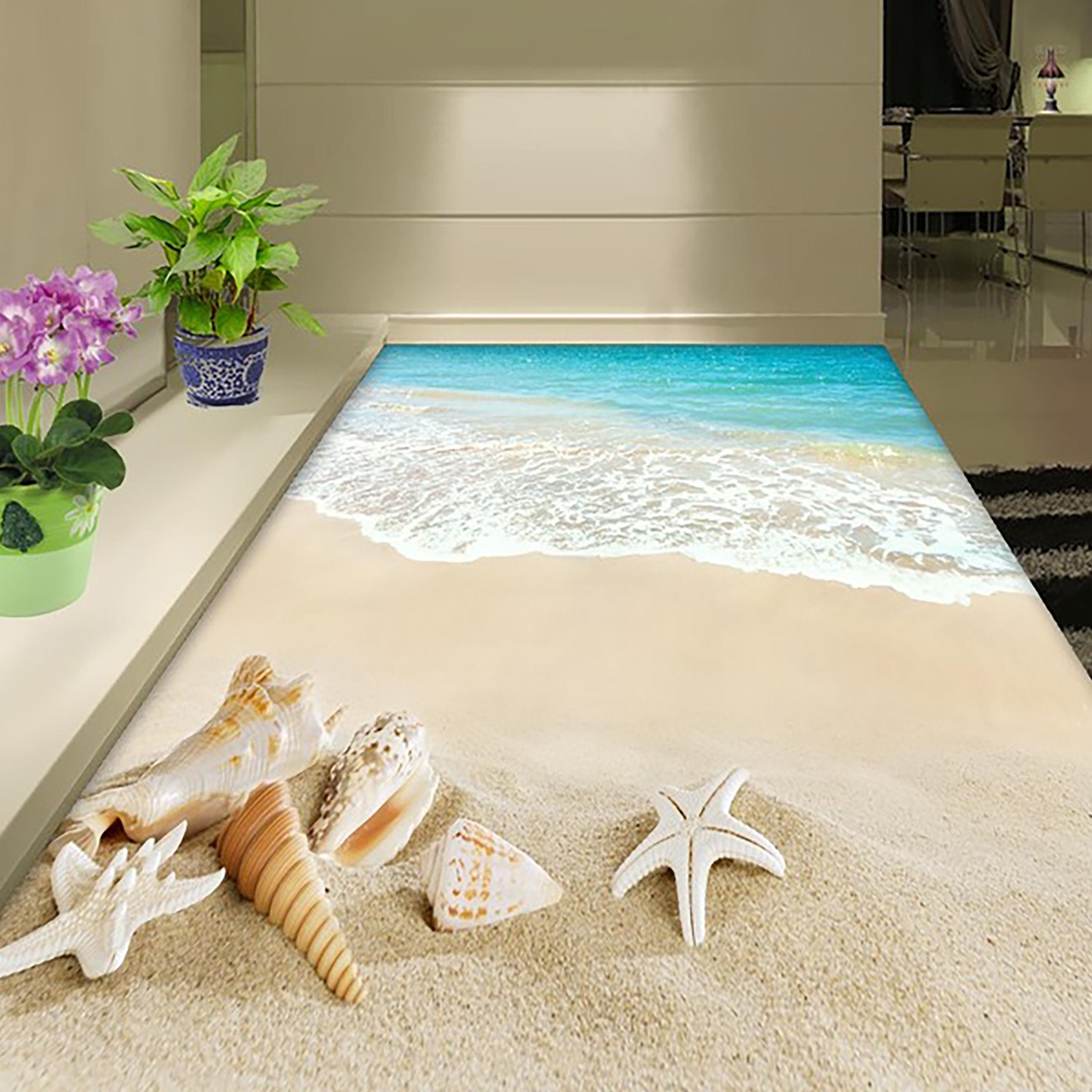 3D Beach Sea Water WG017 Floor Mural Wallpaper AJ Wallpaper 2