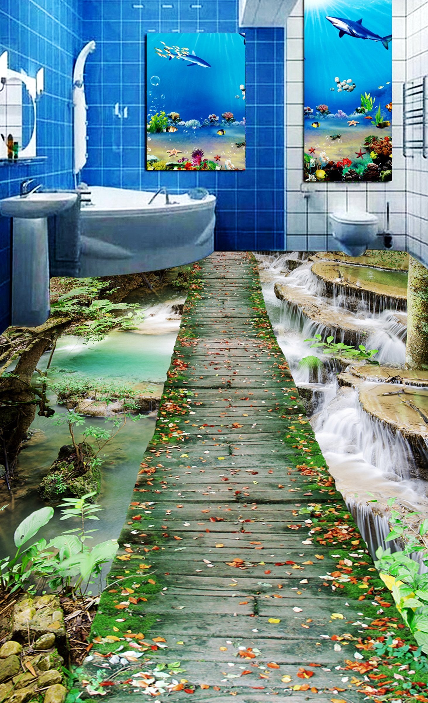 3D Tree-lined Road WG173 Floor Mural Wallpaper AJ Wallpaper 2
