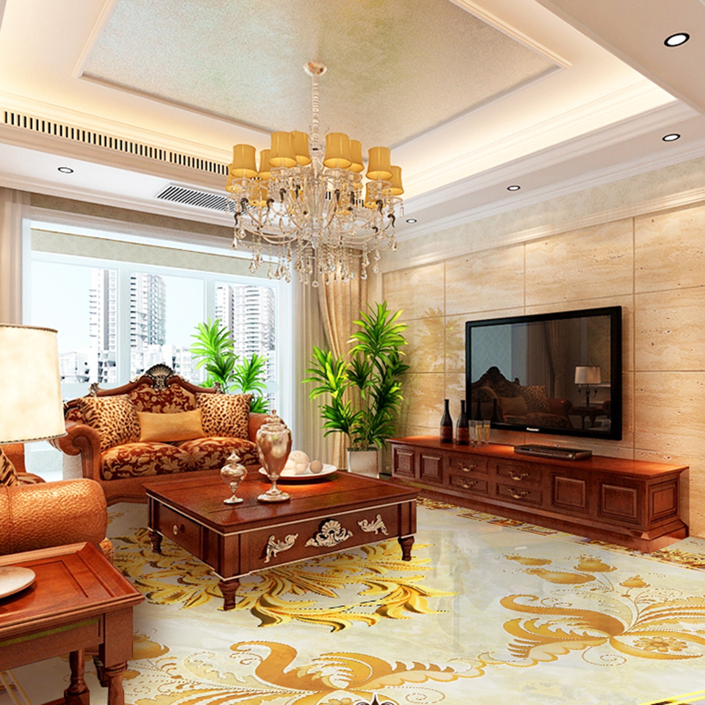 3D Golden Marble Pattern WG340 Floor Mural Wallpaper AJ Wallpaper 2
