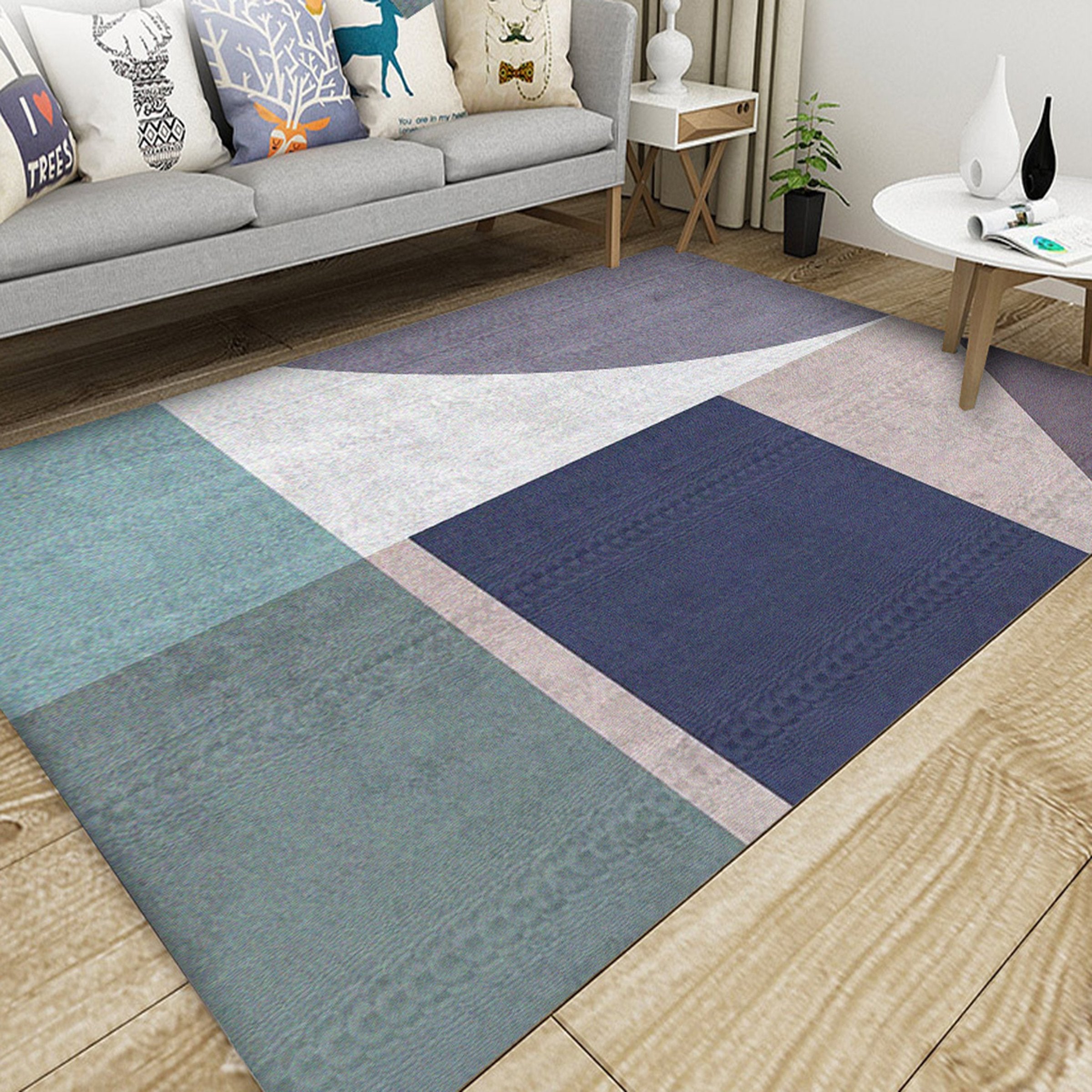 3D Dark Blue Geometry WG060 Non Slip Rug Mat Mat AJ Creativity Home