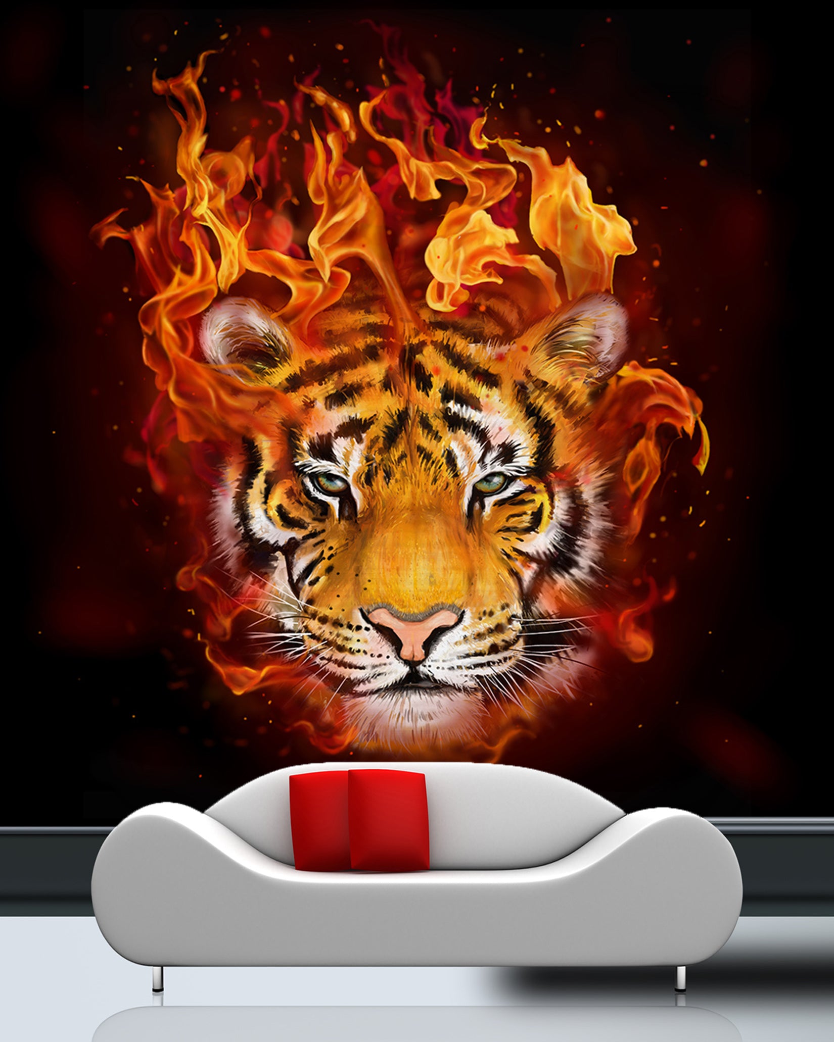 3D Fire Tiger 329 Wall Murals
