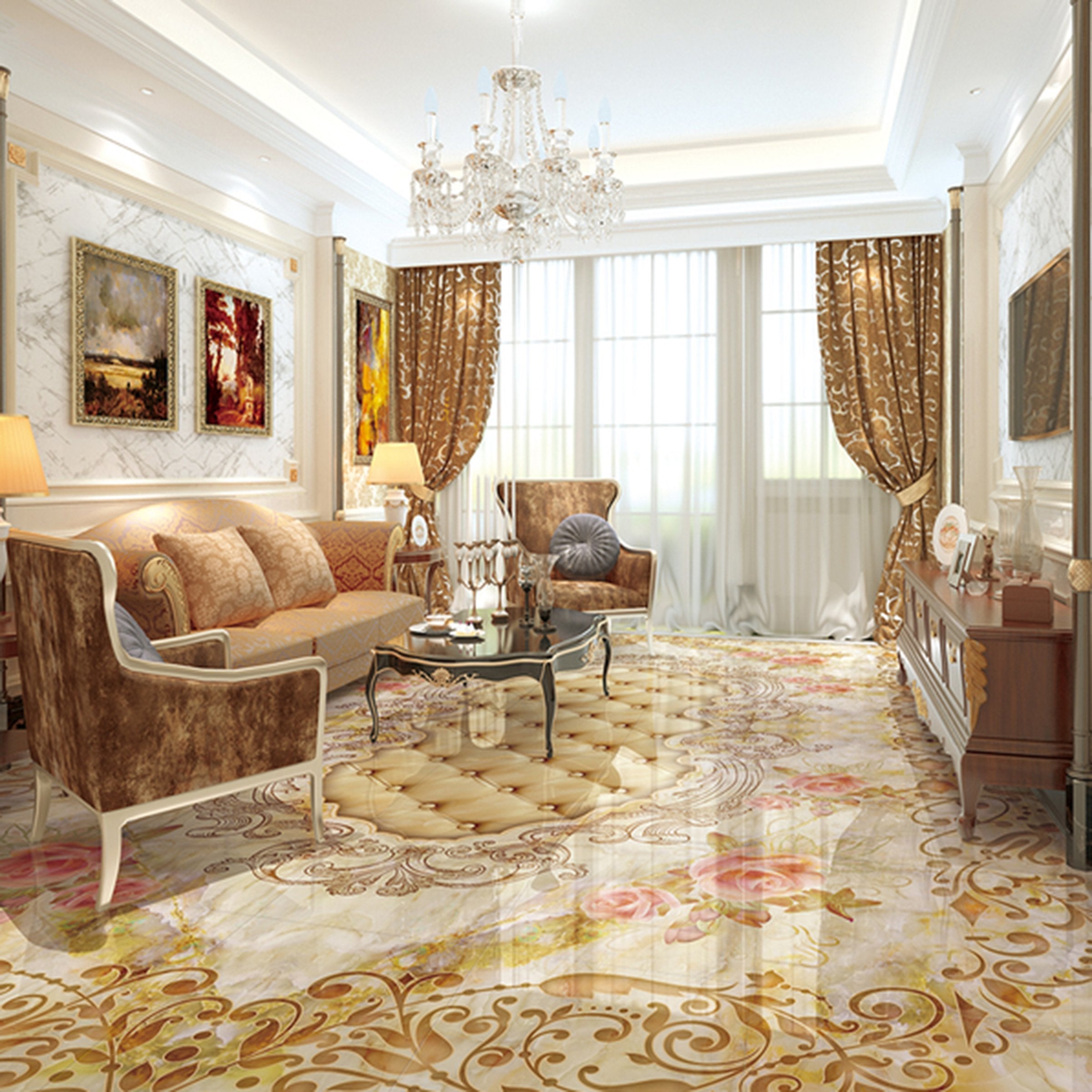 3D Pink Rose WG287 Floor Mural Wallpaper AJ Wallpaper 2