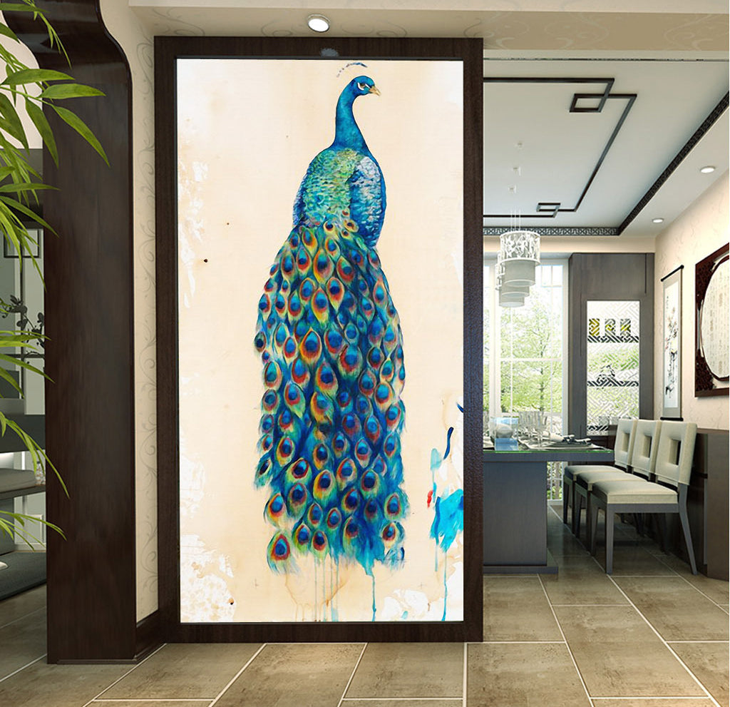 3D Back Peacock WG119 Wall Murals