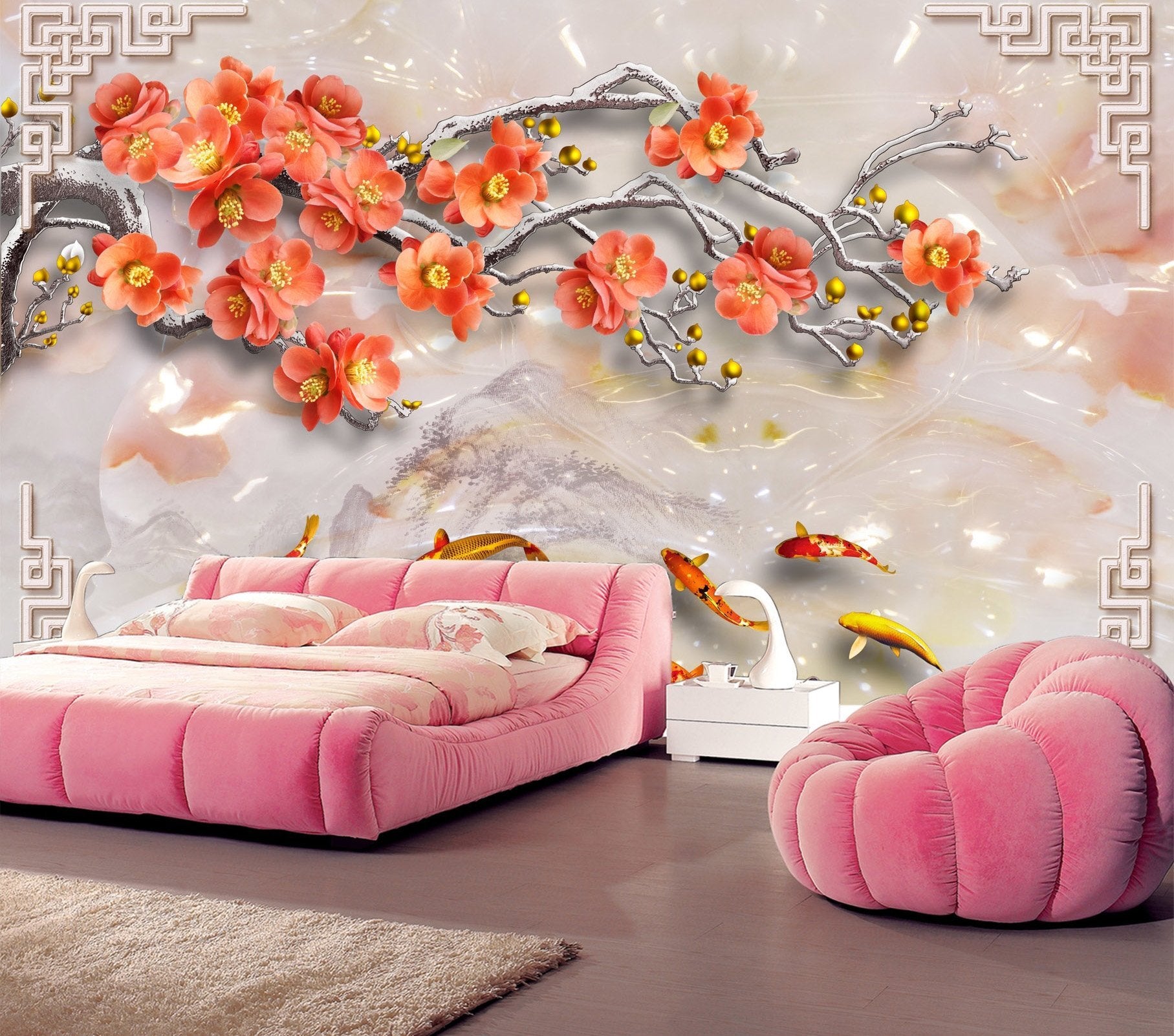 3D Jade Carving Safflower 321 Wallpaper AJ Wallpaper