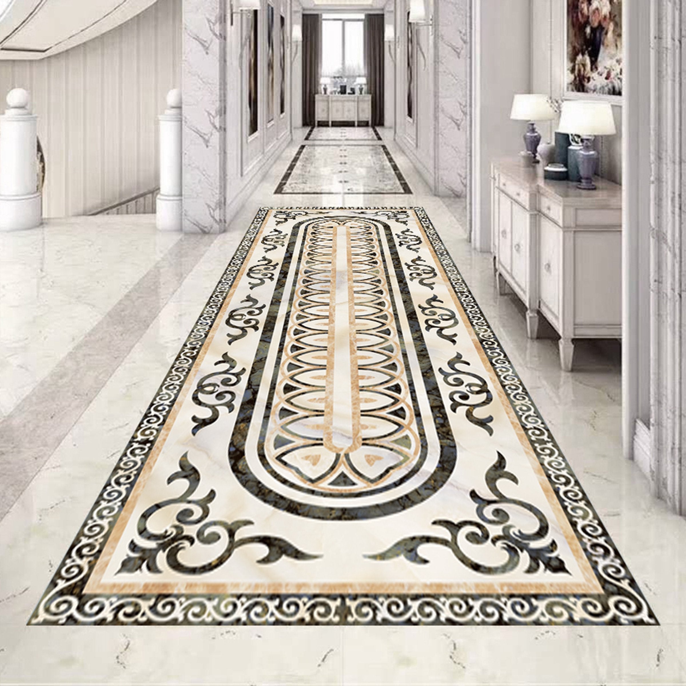 3D Black Marble Pattern WG699 Floor Mural Wallpaper AJ Wallpaper 2