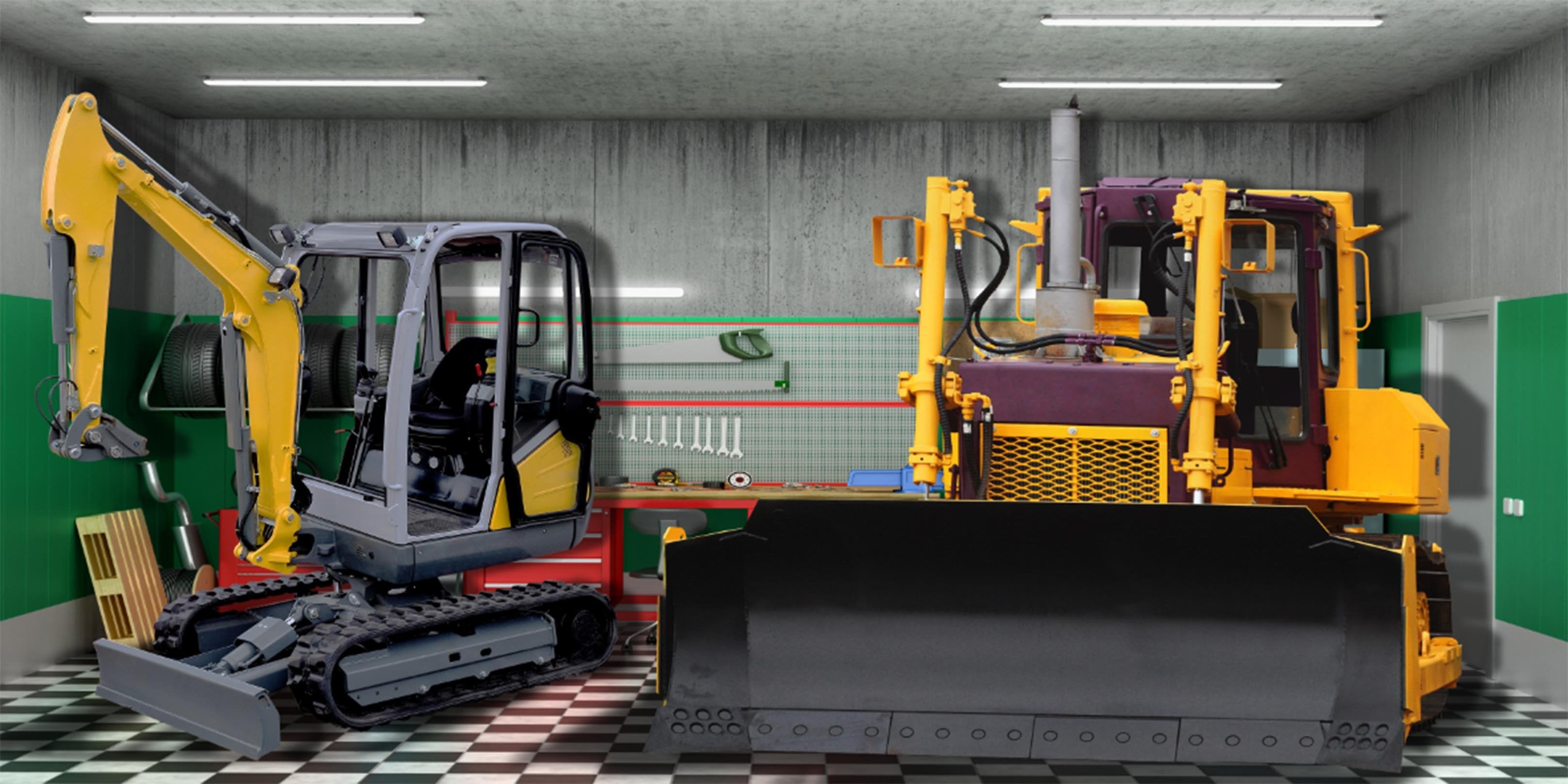 3D Excavators 03 Garage Door Mural Wallpaper AJ Wallpaper