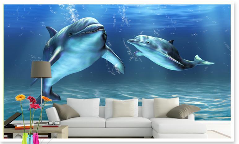 3D Dolphins Gentle 004 Wallpaper AJ Wallpaper