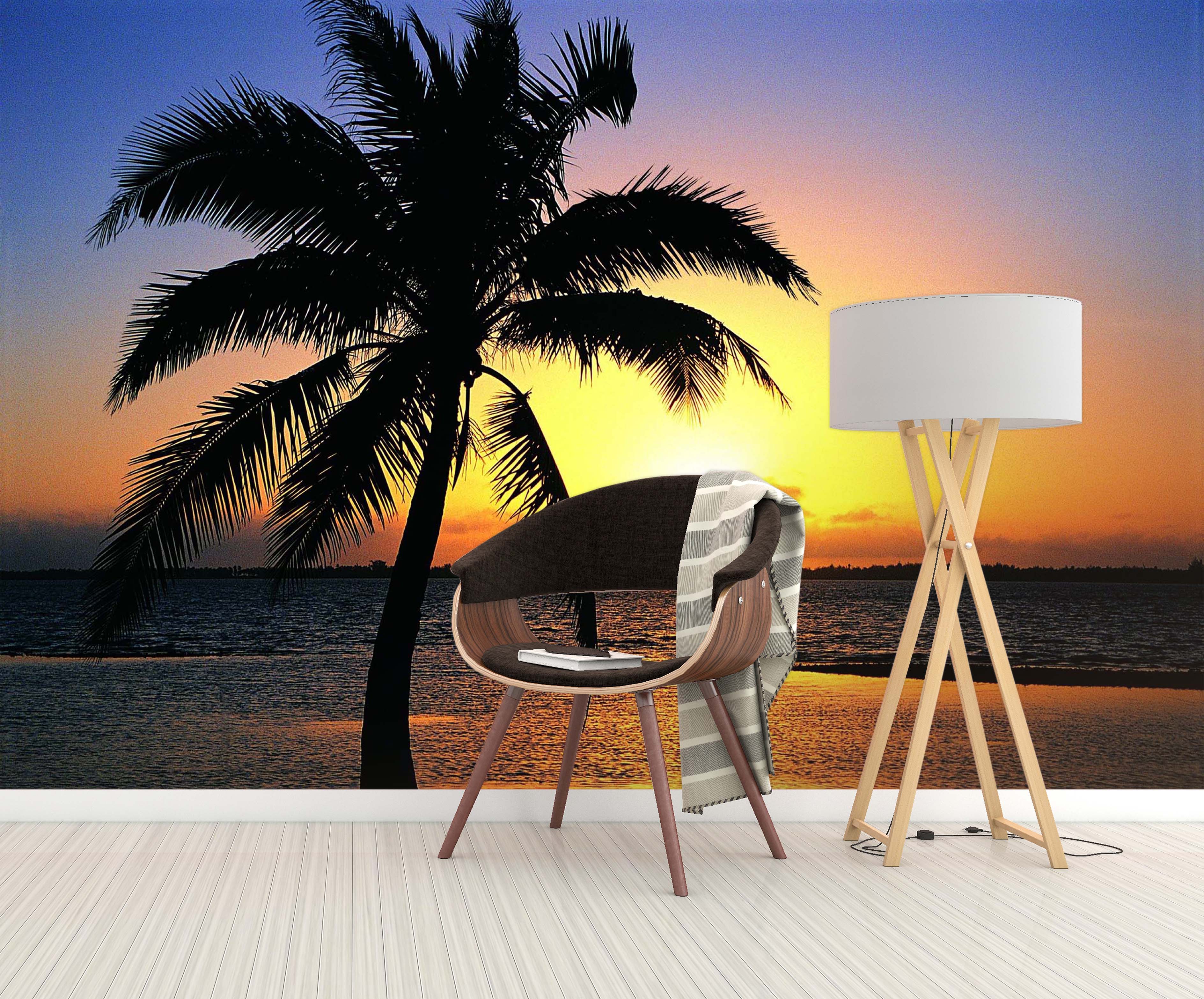 3D Coconut Tree Dusk 067 Wall Murals