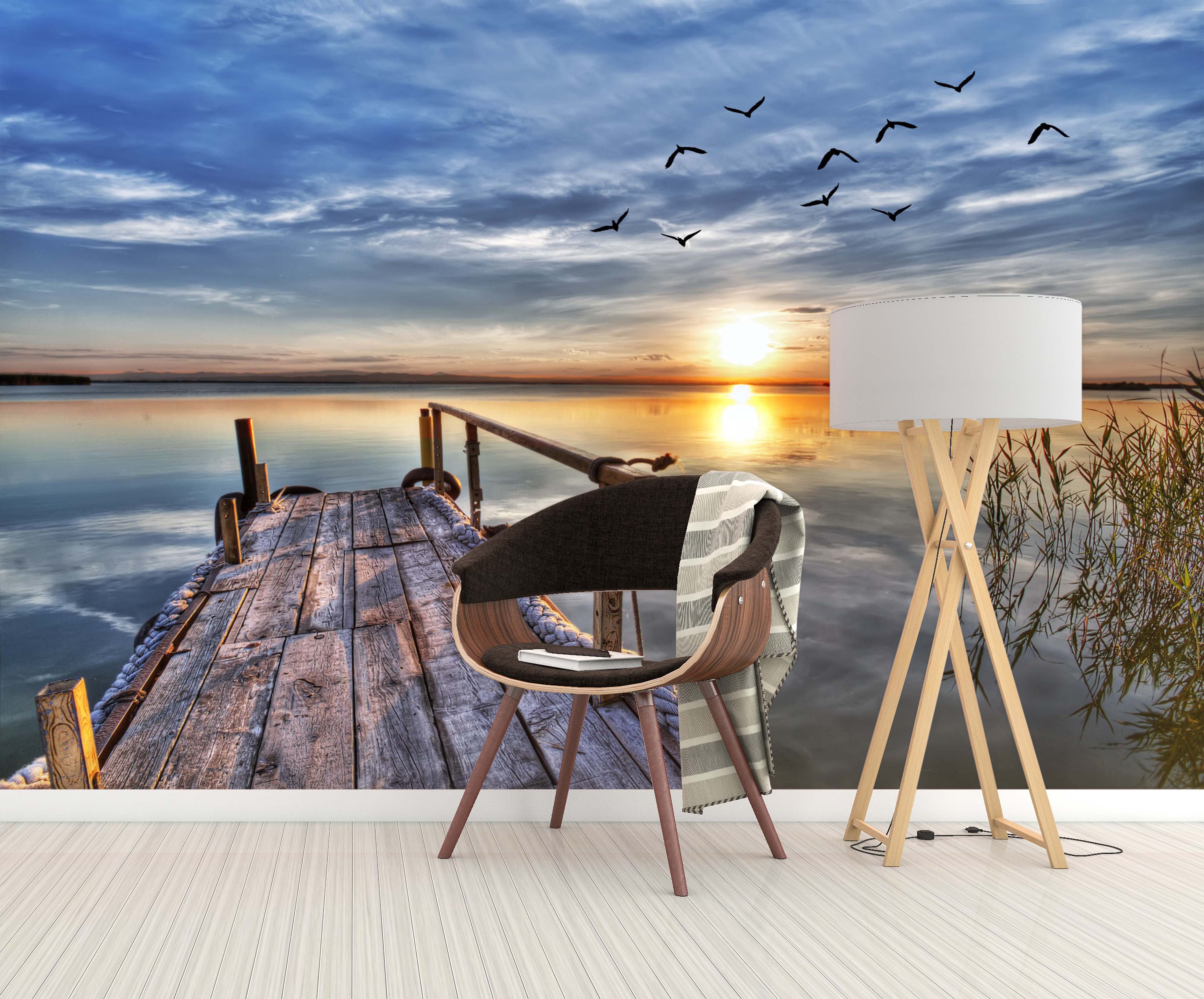 3D Sunset River 117 Wall Murals Wallpaper AJ Wallpaper 2