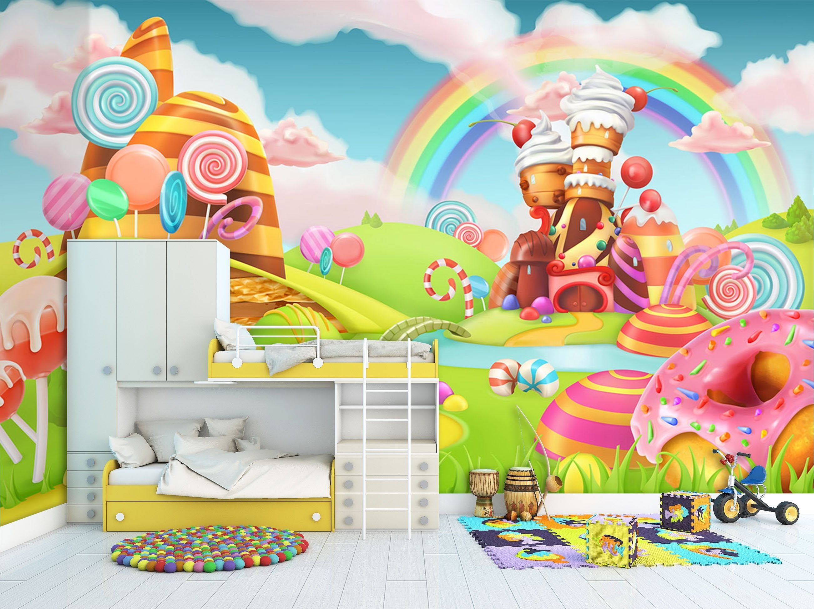 3D Rainbow Candy House 657 Wallpaper AJ Wallpaper 2
