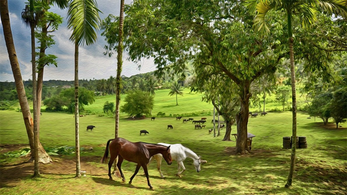 3D Grassland Horses Trees 239 Garage Door Mural Wallpaper AJ Wallpaper
