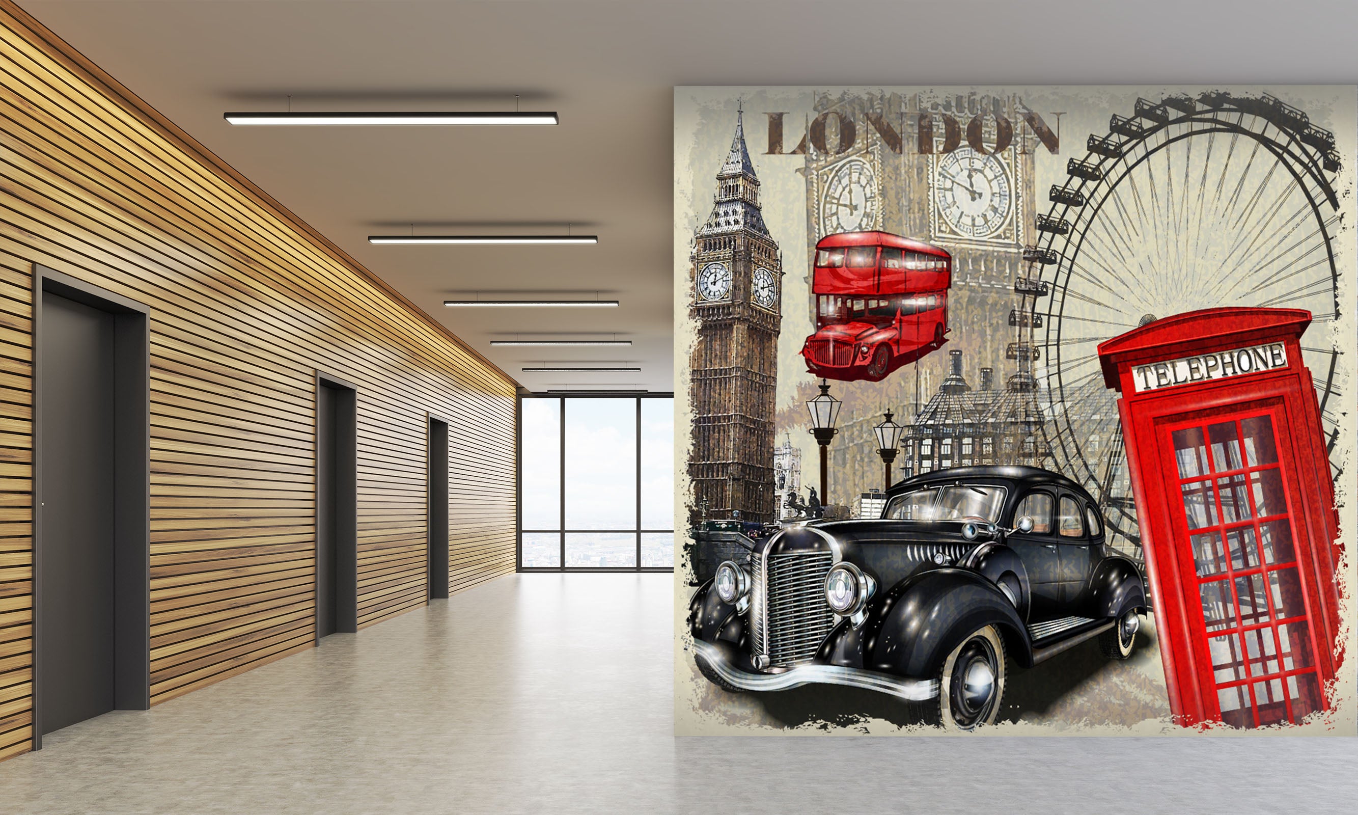 3D Ferris Wheel Car 314 Vehicle Wall Murals