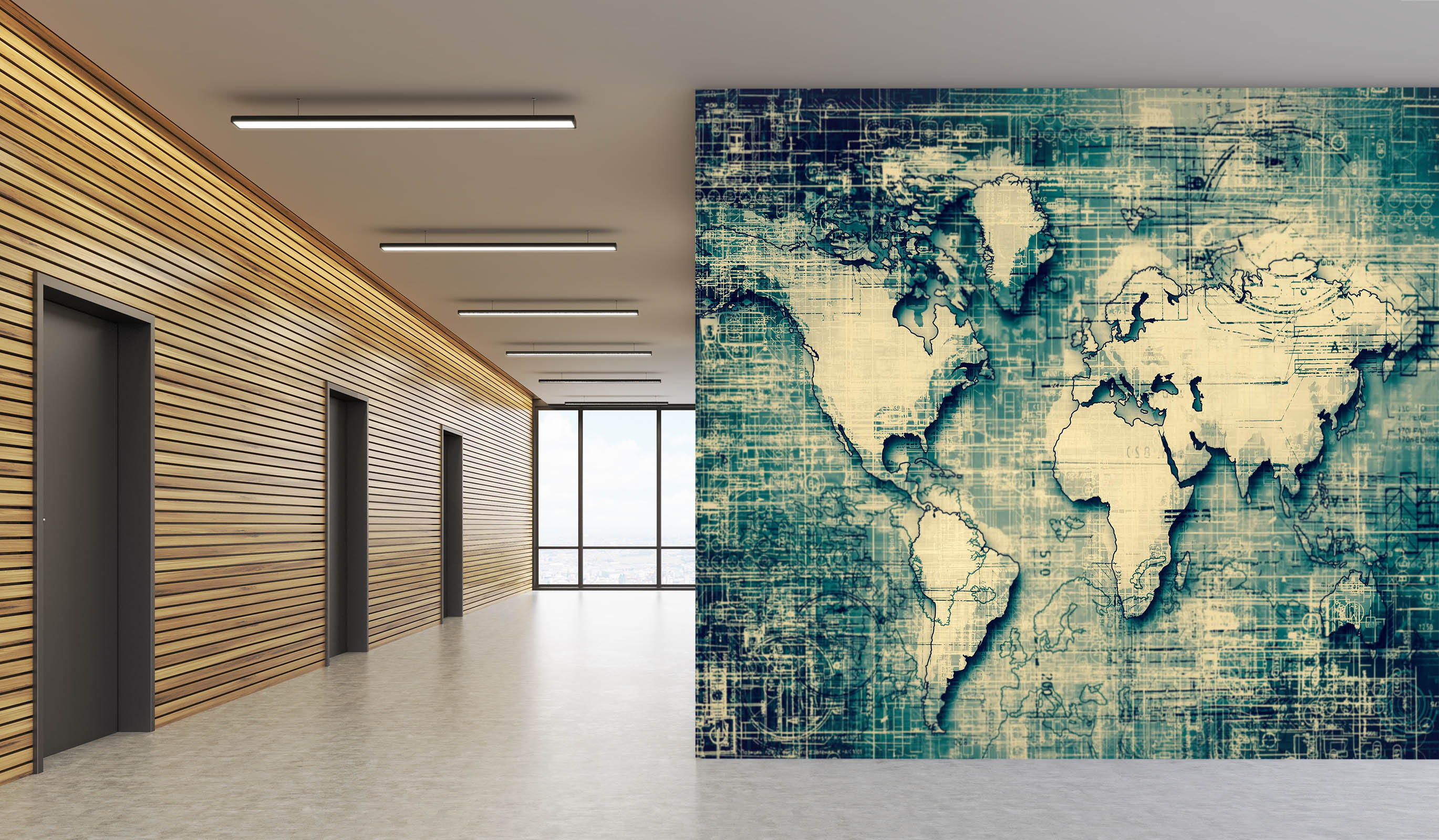 3D Abstract Pattern 2137 World Map Wall Murals