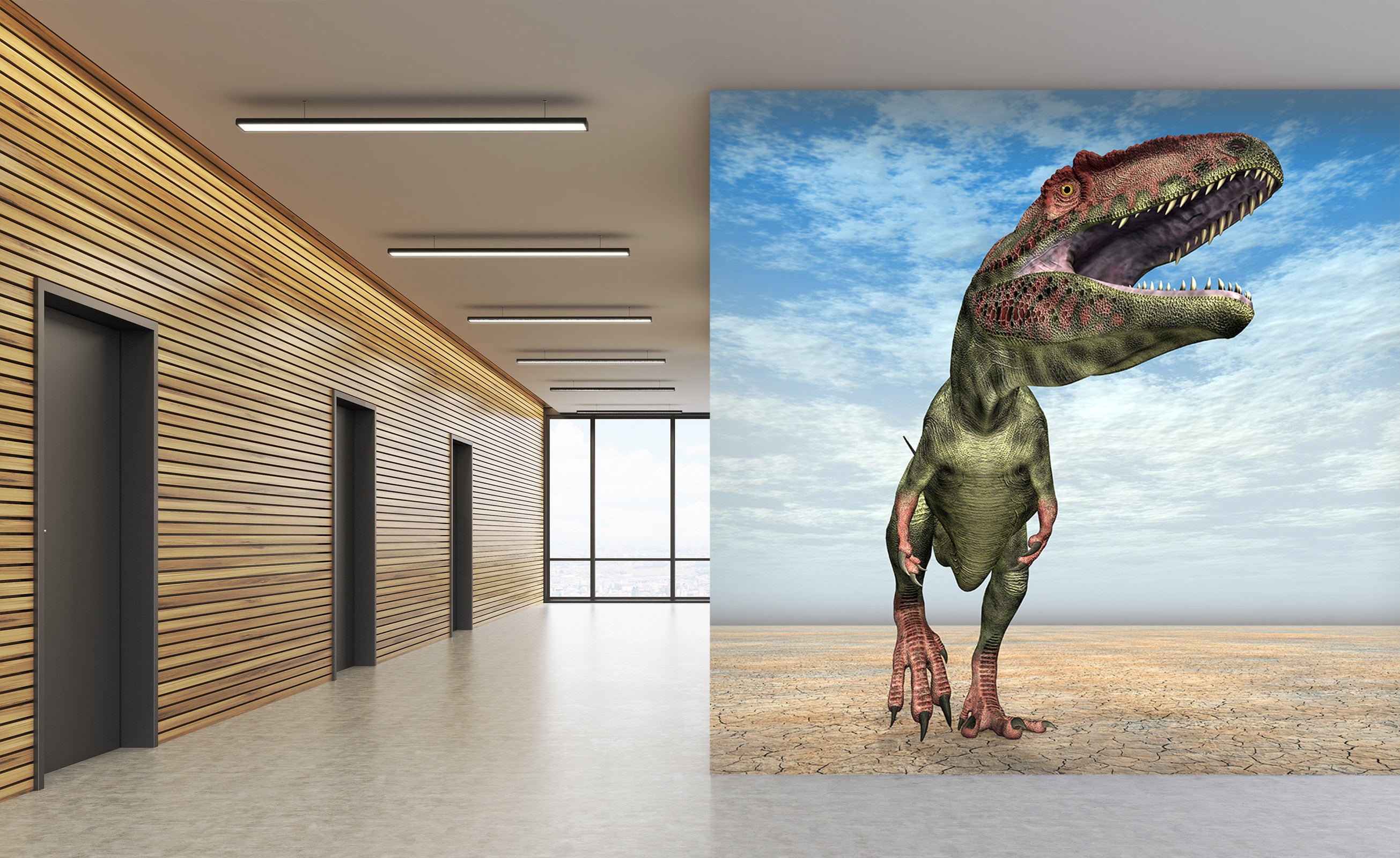 3D Green Dinosaur 182 Wall Murals