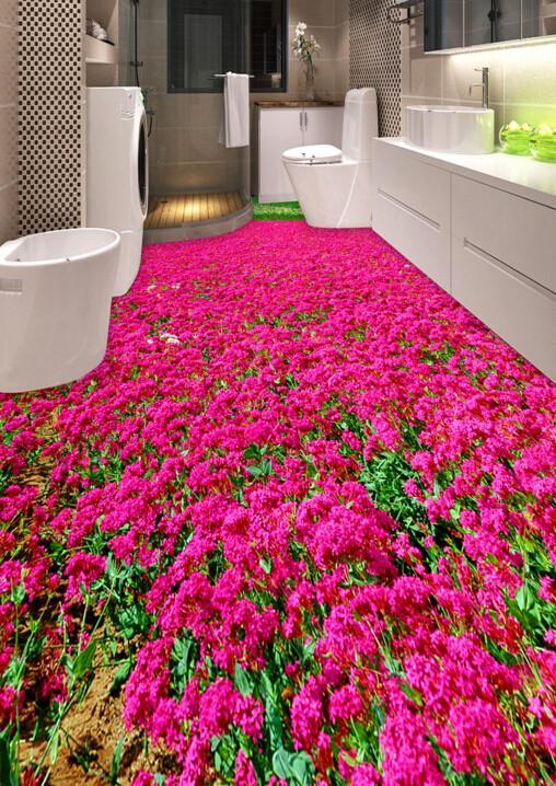 3D Red Flowers Field Floor Mural Wallpaper AJ Wallpaper 2