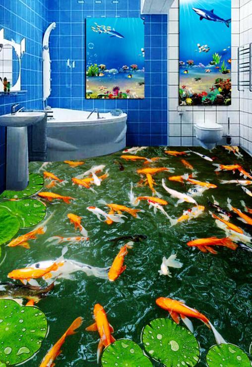 3D Active Fish Floor Mural Wallpaper AJ Wallpaper 2