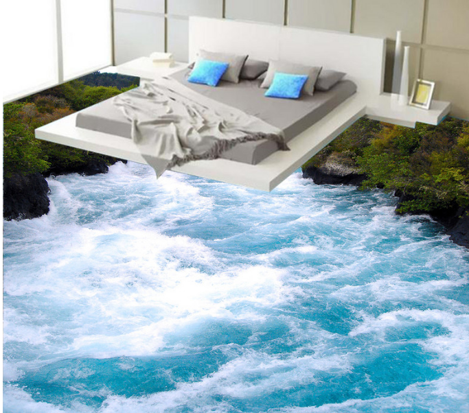 3D Waves 068 Floor Mural Wallpaper AJ Wallpaper 2
