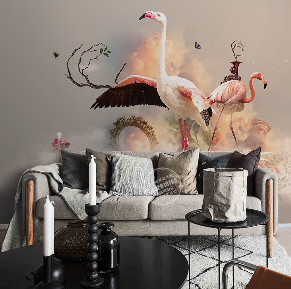 3D Flamingo 429 Wall Murals Wallpaper AJ Wallpaper 2