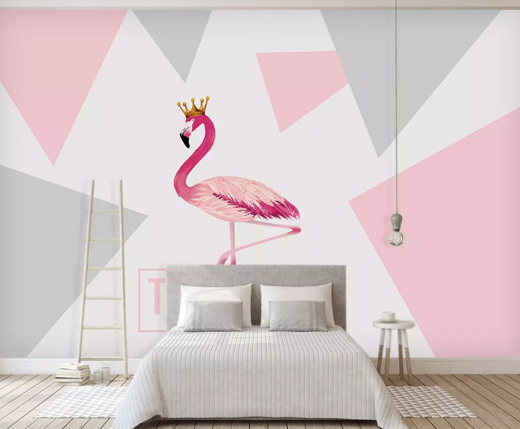 3D Square Flamingo Crown 293 Wallpaper AJ Wallpaper 2