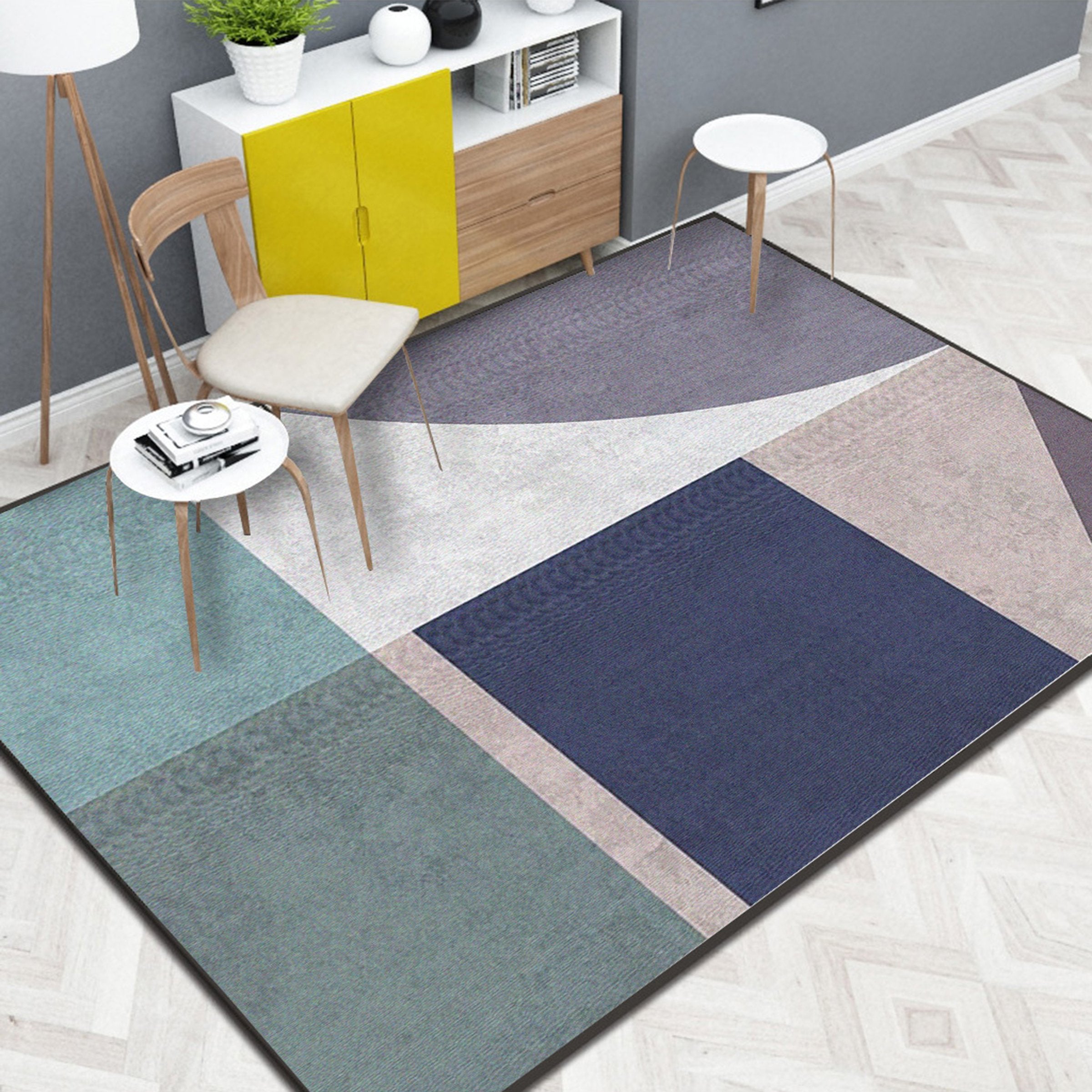 3D Dark Blue Geometry WG060 Non Slip Rug Mat Mat AJ Creativity Home