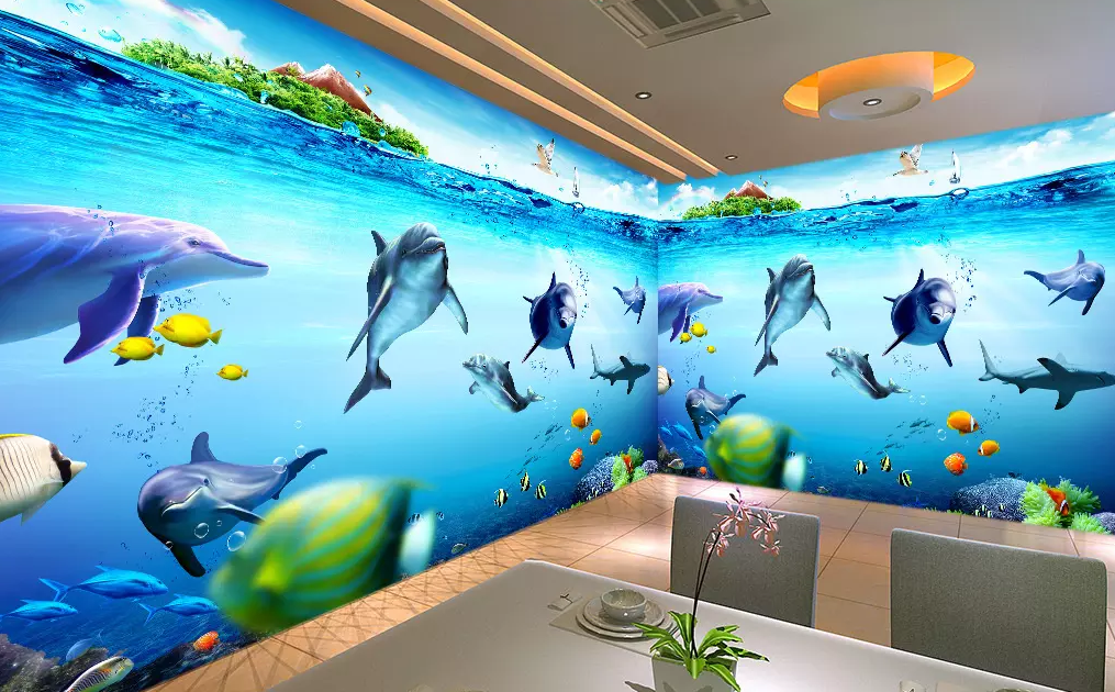 3D Dolphin Group Rainbow 41 Wallpaper AJ Wallpaper 2